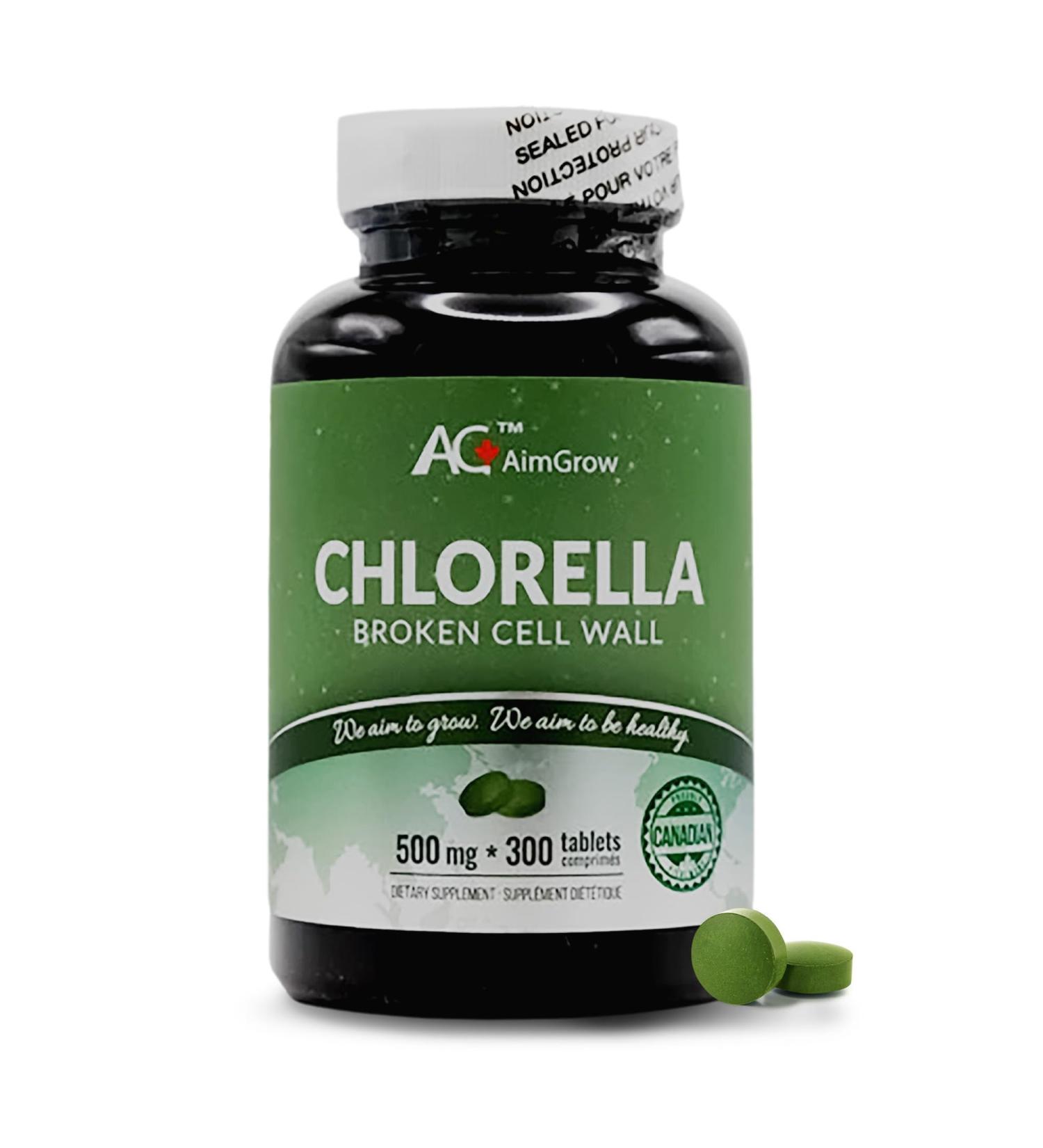 Aimgrow Chlorella Tablets with Broken Cell Wall Canada 500mg 300 Counts - Buy Online on GoSupps.com