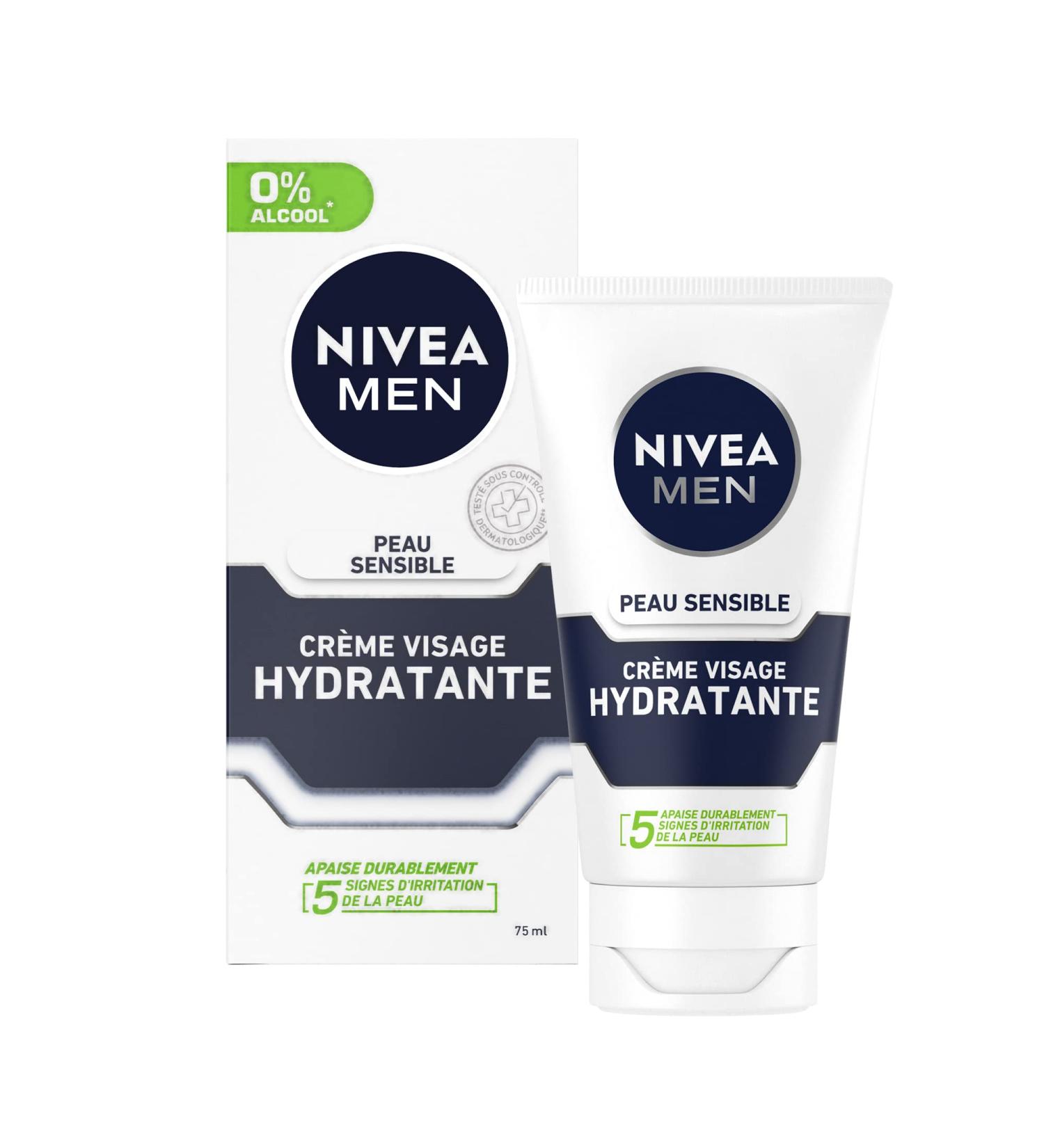  NIVEA MEN Labello NIVEA MEN Extra Gentle Moisturizing Care for Sensitive Skin (1 x 75 ml) moisturizing face cream for men with sensitive and irritated skin soothing men's face care 0% alcohol - Buy Online on GoSupps.com