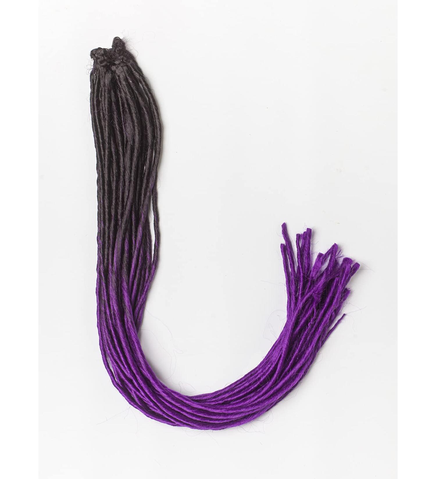 DreadLab - Soft Style Ombre Double Ended Synthetic Dreadlocks Twists 10 Pack (Black - Dark Purple Transitional)