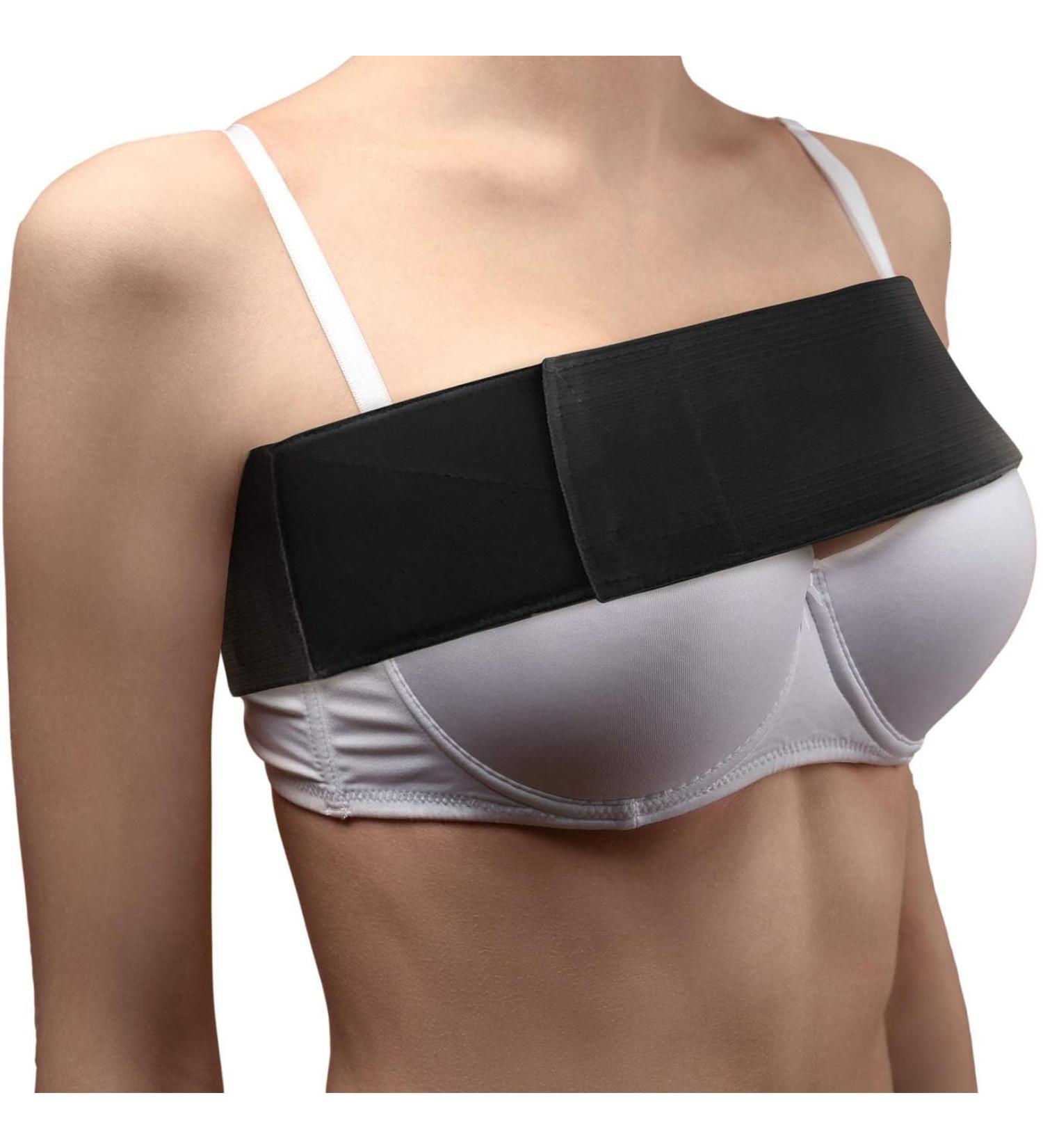 Post Op Breast Augmentation Bra Band | Breast Implant Chest Brace | Compression Wrap & No Bounce Stabilizer | Sports Bra Alternative for Women (Fits Most) - Black - Buy Online on GoSupps.com