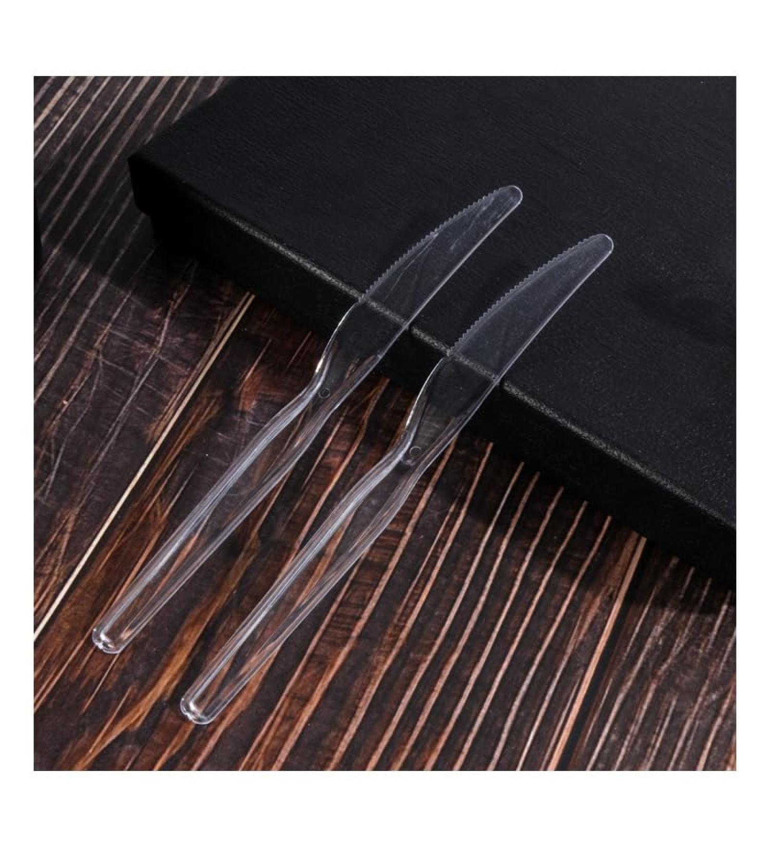 Clear Plastic Knives Heavy weight (100 Pack) Plasticware Disposable Knives Bulk Clear Plastic Knives Plastic Utensils for Party Supplies - Buy Online on GoSupps.com