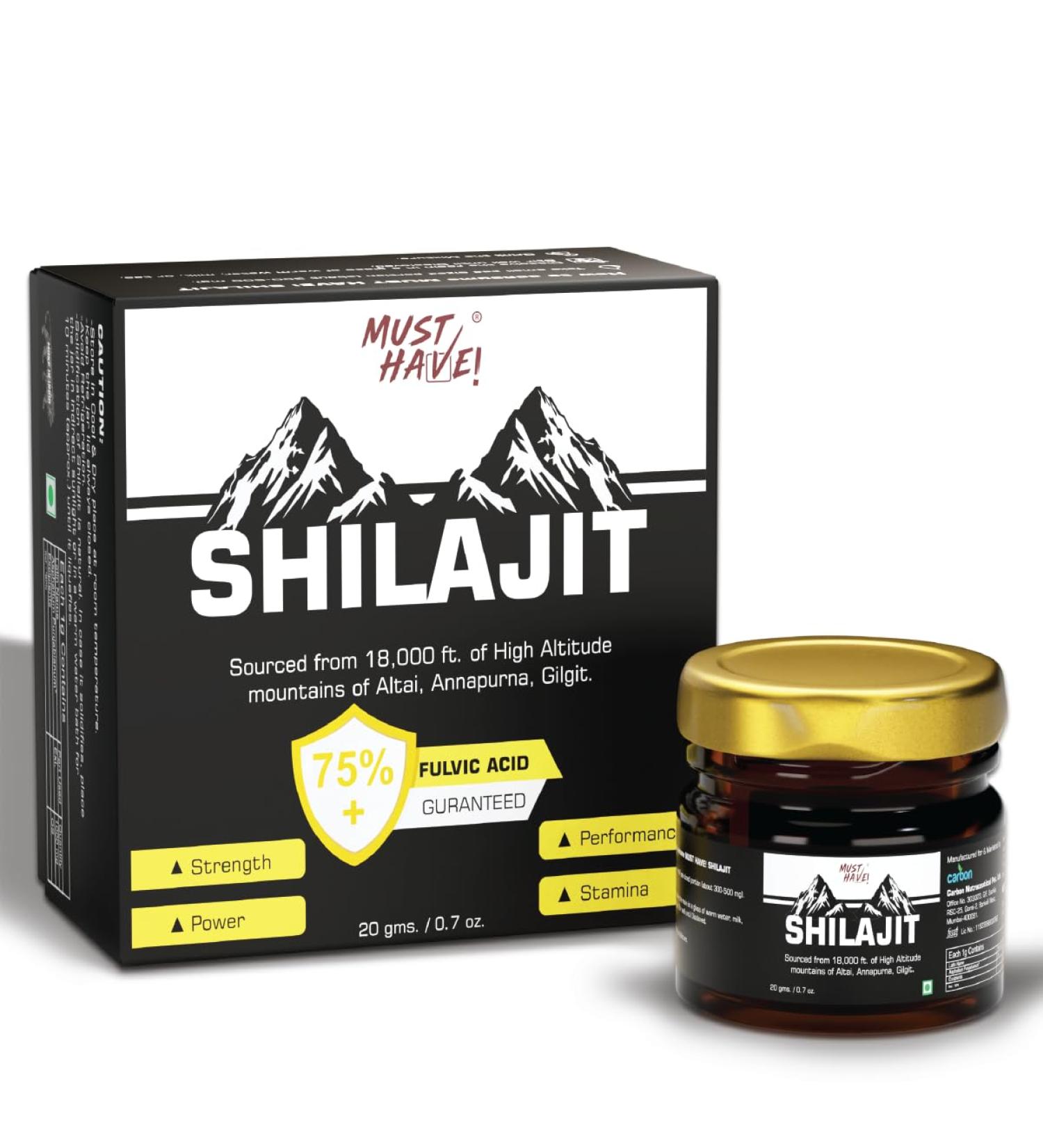 MUST HAVE! Shilajit Resin 20gm with 75% Fulvic Acid Natural Energy Booster Helps to Builds Muscles Immune Support | 20 gm - Buy Online on GoSupps.com