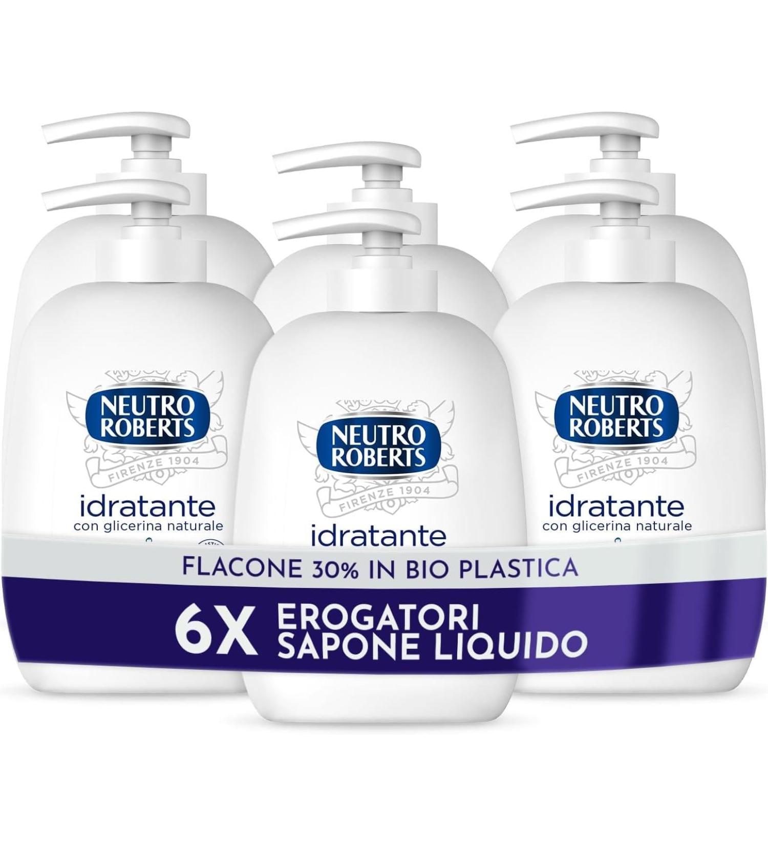  Neutro Roberts Neutro Roberts Glycerin Moisturizing Liquid Soap Liquid Hand Soap with Natural Ingredients - Organic Plastic Bottle Recyclable - 6 x 200ml - Buy Online on GoSupps.com