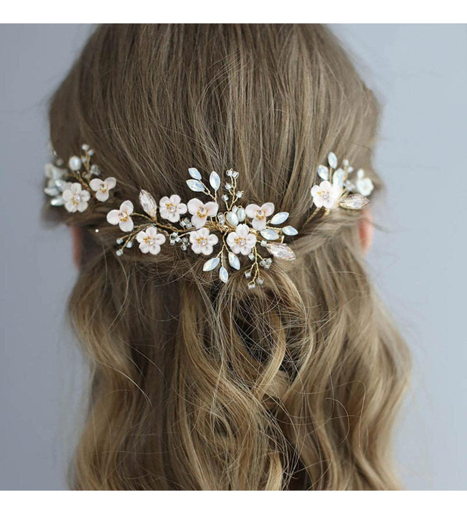 Shop Iyou Bridal Jewelry: Silver Flower Rhinestone Hair Crest & Pearl Accessories for Brides & Girls - 3 Piece Set - Buy Online on GoSupps.com