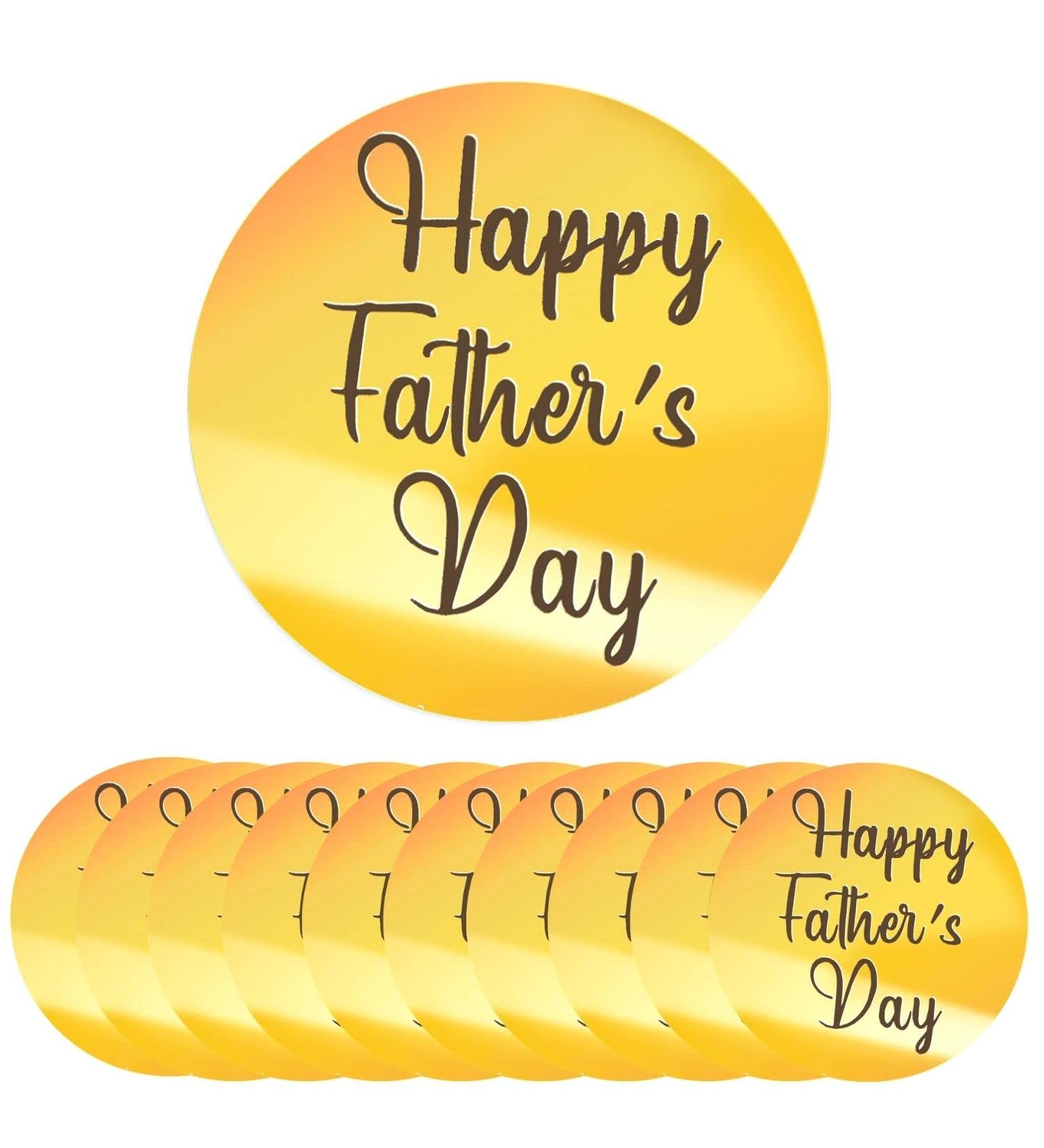 Keepaty 10 Pieces Happy Father s Day Acrylic Cupcake Toppers Round Mirror Engraved Cake Topper Cupcake Decorations for Birthday Party (Gold) Happy Father's Day(Gold) - Buy Online on GoSupps.com