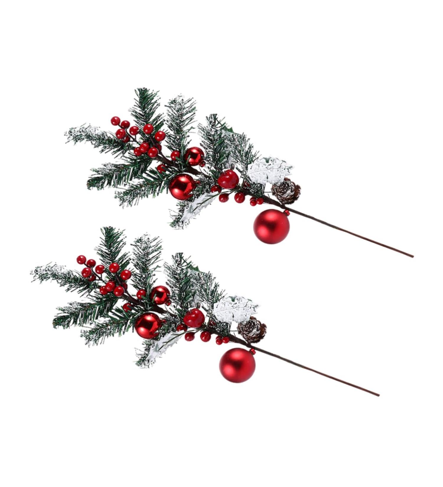 ABOOFAN 2Pcs christmas tree picks fake plant decorate decorative items Berry pine cone fruit plant flower branch nativity decor Jesus decorations crafts filler holly flowers - Buy Online on GoSupps.com