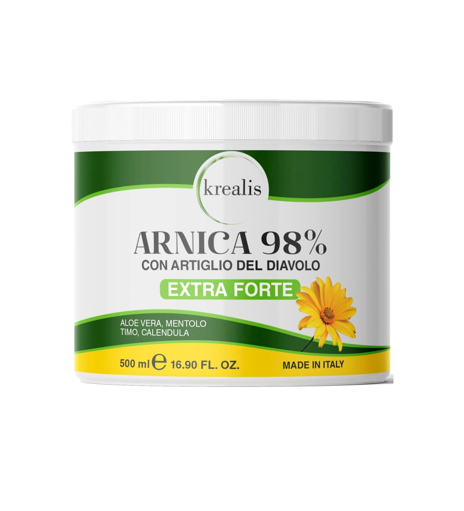 KREALIS 500 ml Arnica 98% Super Concentrate Arnica Gel Enriched with Devil's Claw Anti-inflammatory Ointment for Massage Mu - Buy Online on GoSupps.com