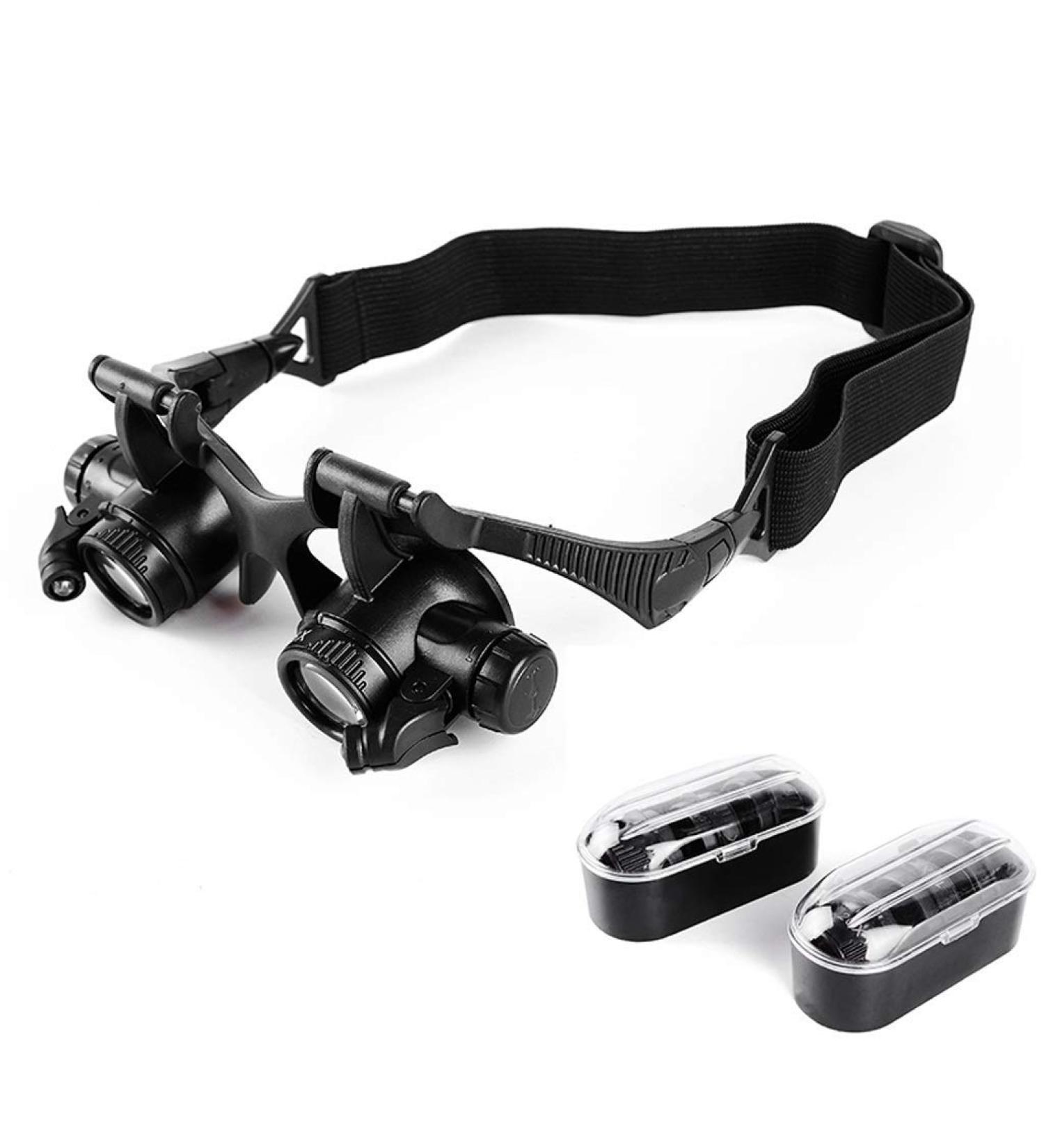 Head-Mounted Magnifier 10X 15X 20X 25X Double Eye Glasses Loupe Wearing Glasses with LED Light for Watch Repair Jeweler Made in China - Buy Online on GoSupps.com