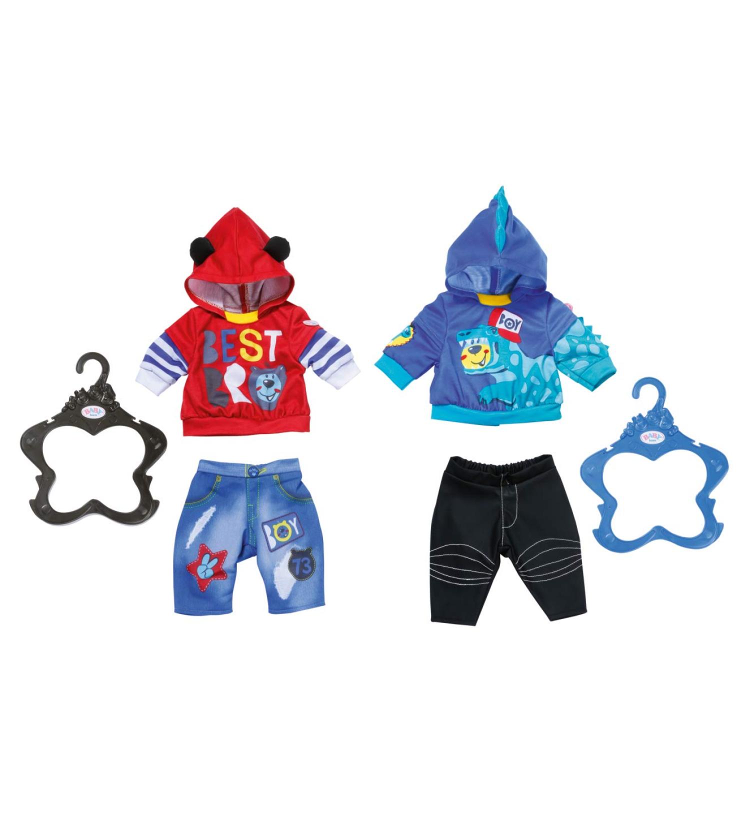 Baby Born Boy Outfit 43 cm for Toddlers 3+ - Easy for Small Hands - Includes Hoodie, Trousers & Hangers - Buy Online on GoSupps.com