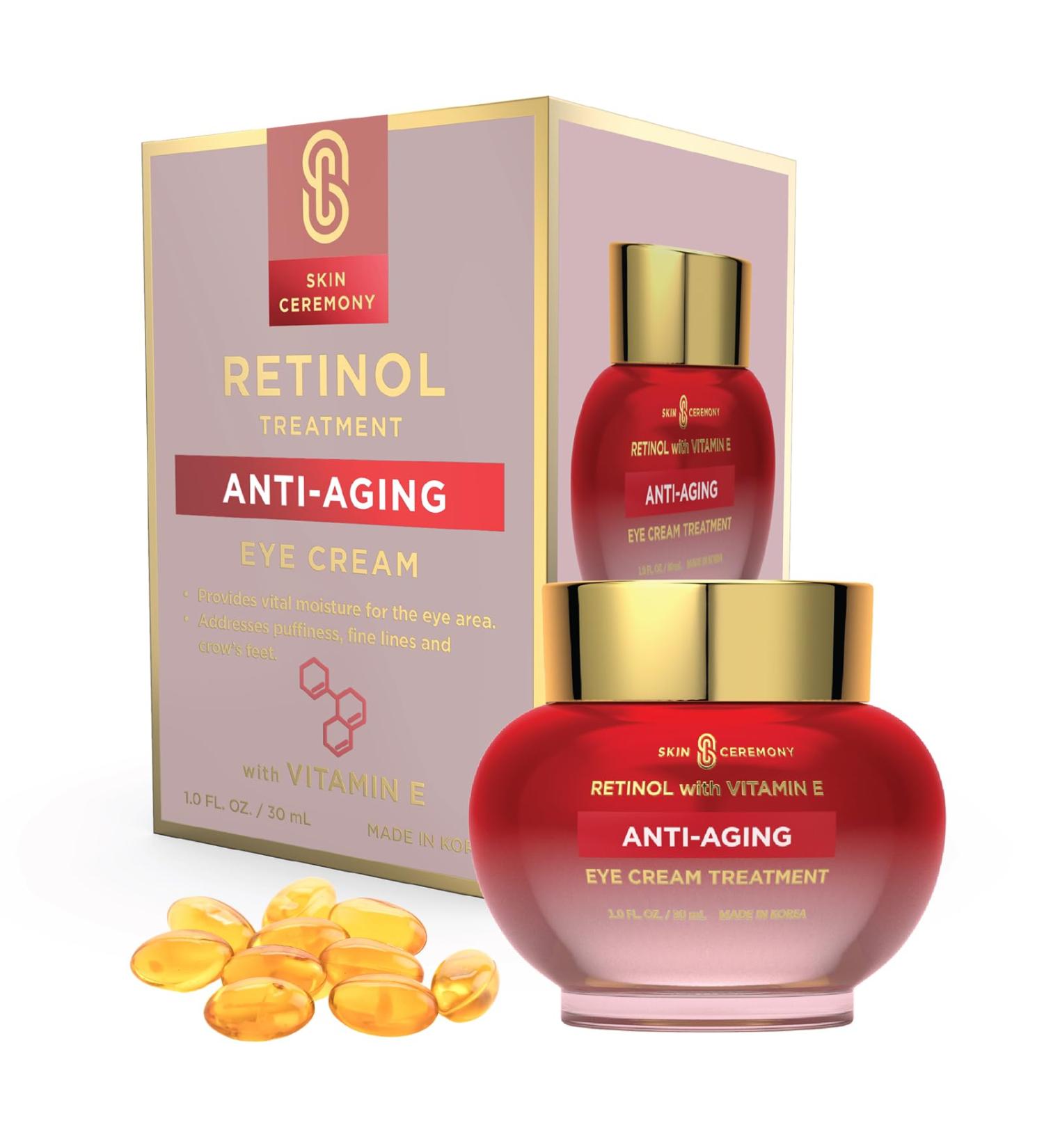 Skin Ceremony Retinol & Vitamin E Eye Cream Dermatologist Tested Anti Aging Korean Skin Care Smooths Fine Lines Firms Depuffs Hydrates Under Eyes Vegan Clean Beauty 1 Fl Oz - Buy Online on GoSupps.com