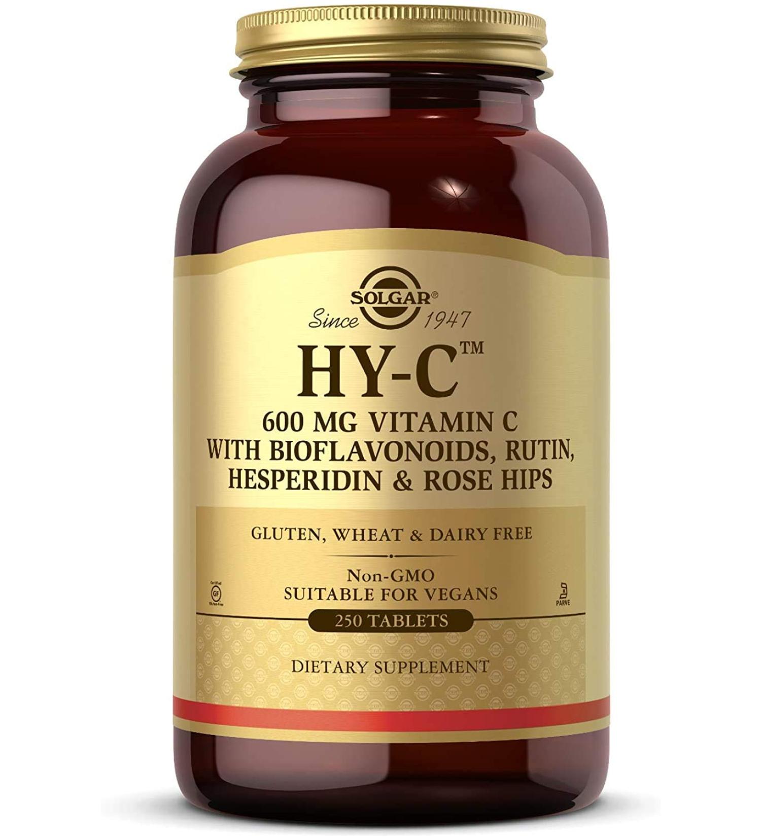Solgar HY-C Vitamin C 250 Tablets - Immune Support & Antioxidant Formula - Buy Online on GoSupps.com