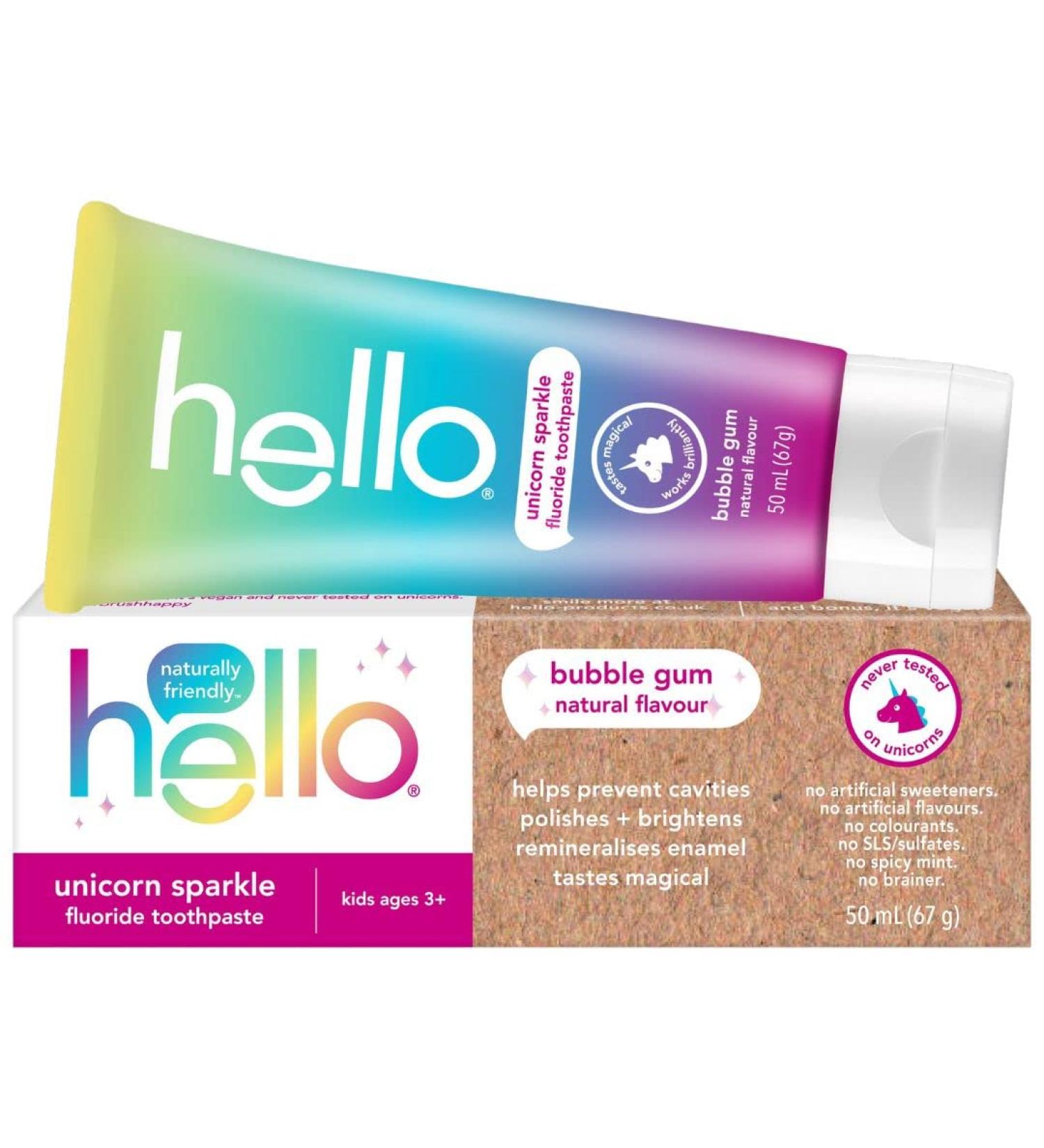 Unicorn Sparkle Fluoride Kids Toothpaste - Natural Bubble Gum Flavor - Vegan - 50 ml - Buy Online on GoSupps.com