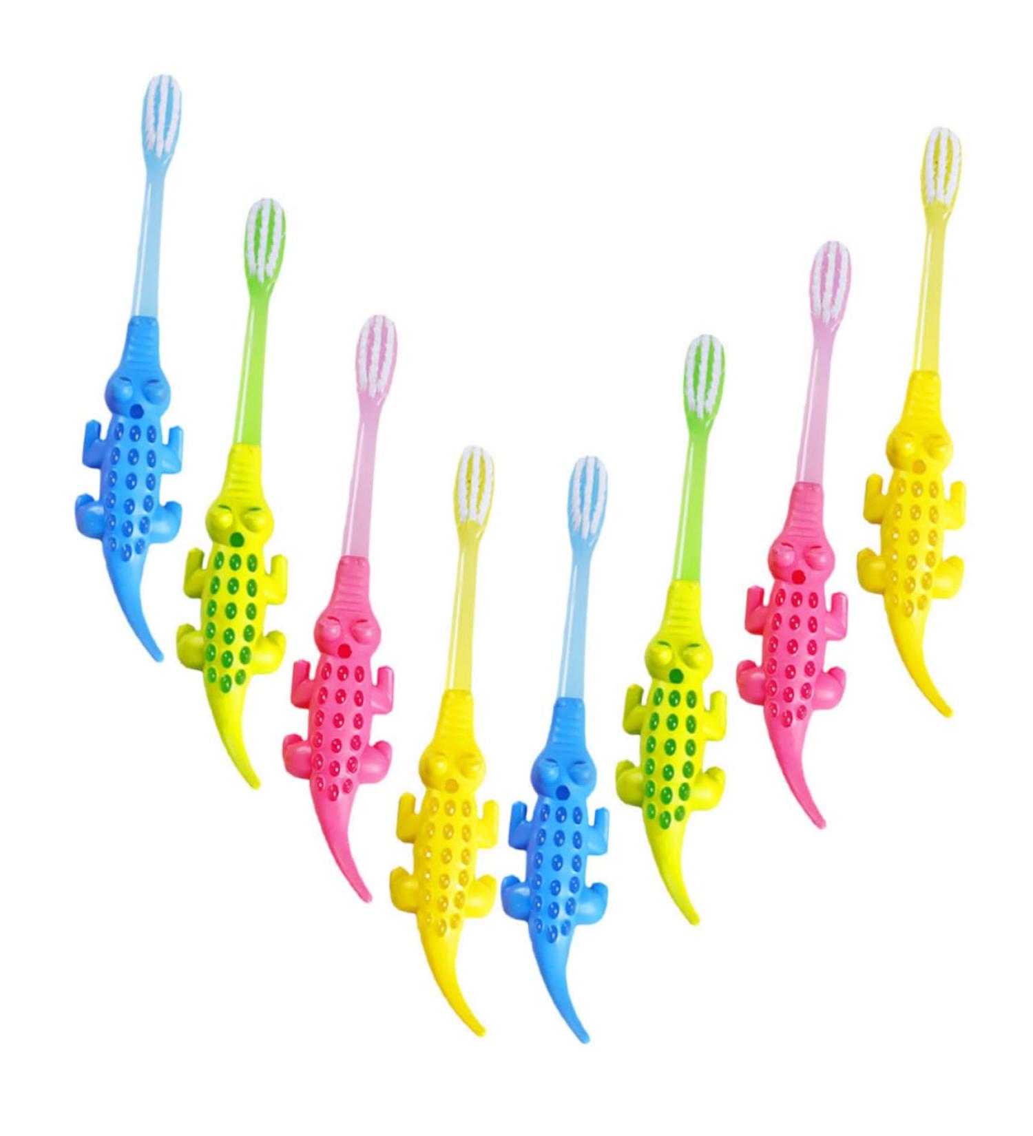 Minkissy 8-Piece Cartoon Animal Toothbrush Set - Eco-Friendly Wooden & Metal Toy Storage - Perfect for Kids' Dental Care - Buy Online on GoSupps.com