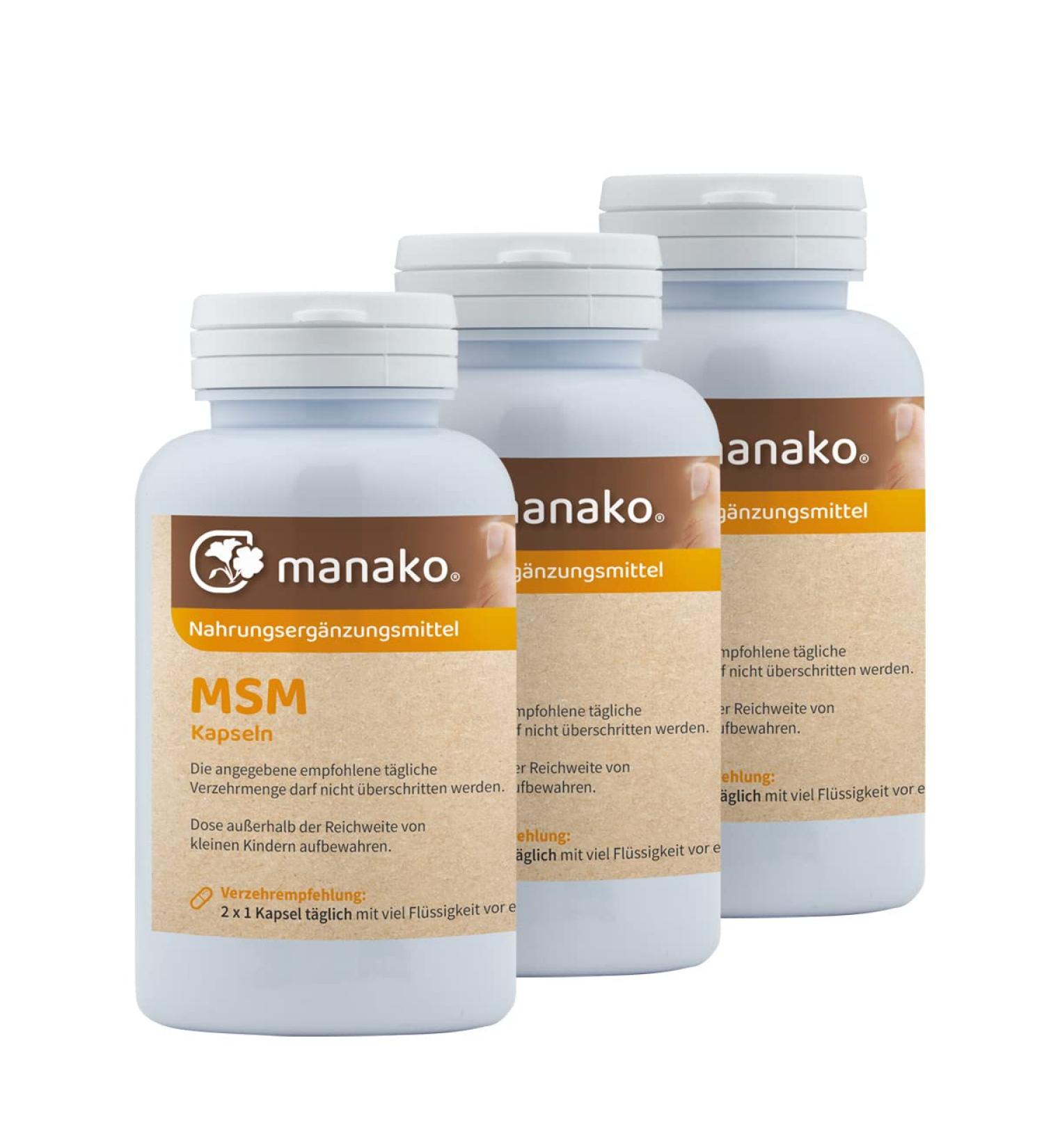 manako MSM (methylsulfonylmethane) capsules 3 x 120 pieces 84 g can 3 x 120 capsules