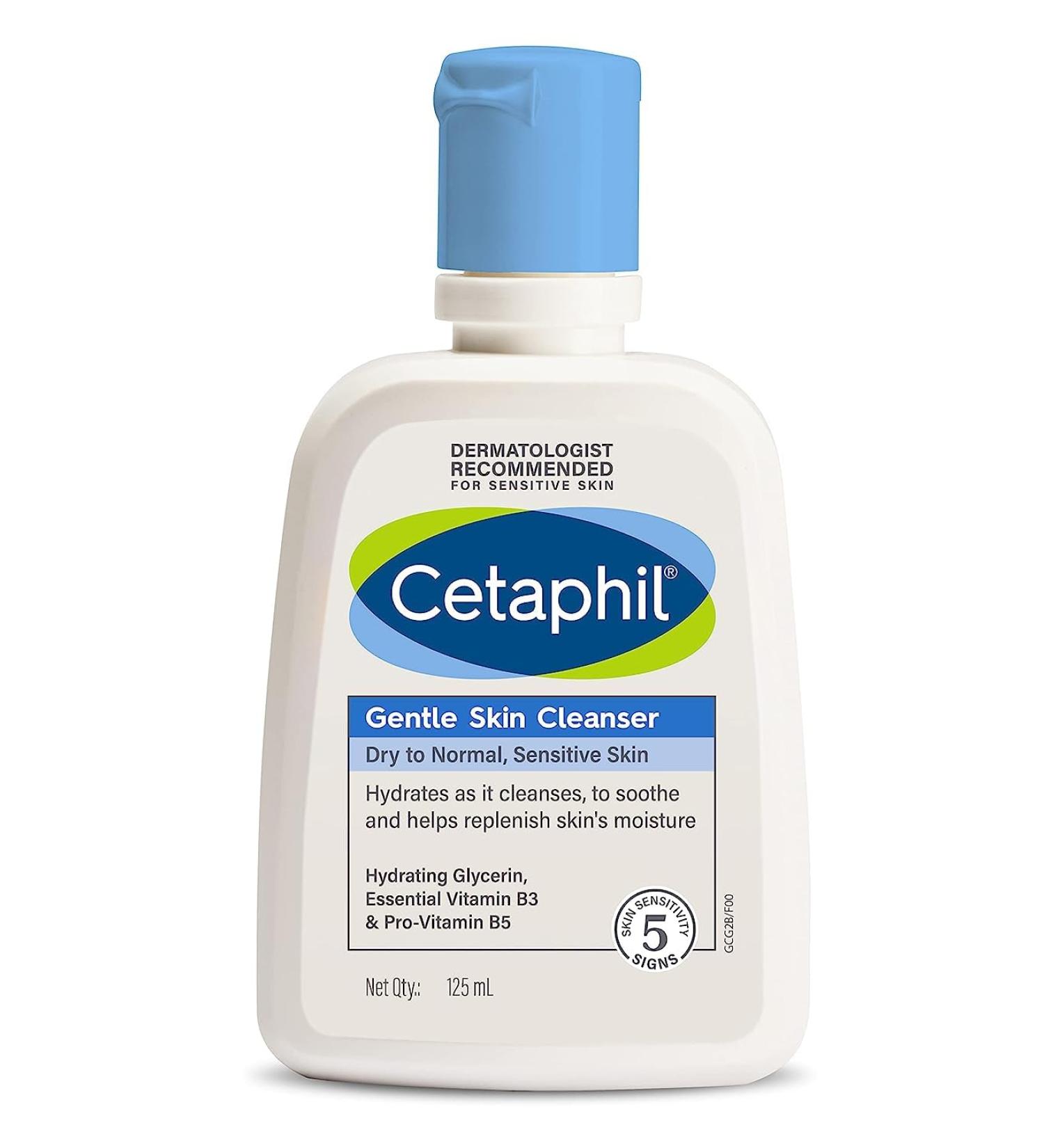 Cetaphil Face Wash - Gentle Hydrating Cleanser for Dry & Sensitive Skin | 125ml with Niacinamide & Vitamin B5 - Buy Online on GoSupps.com