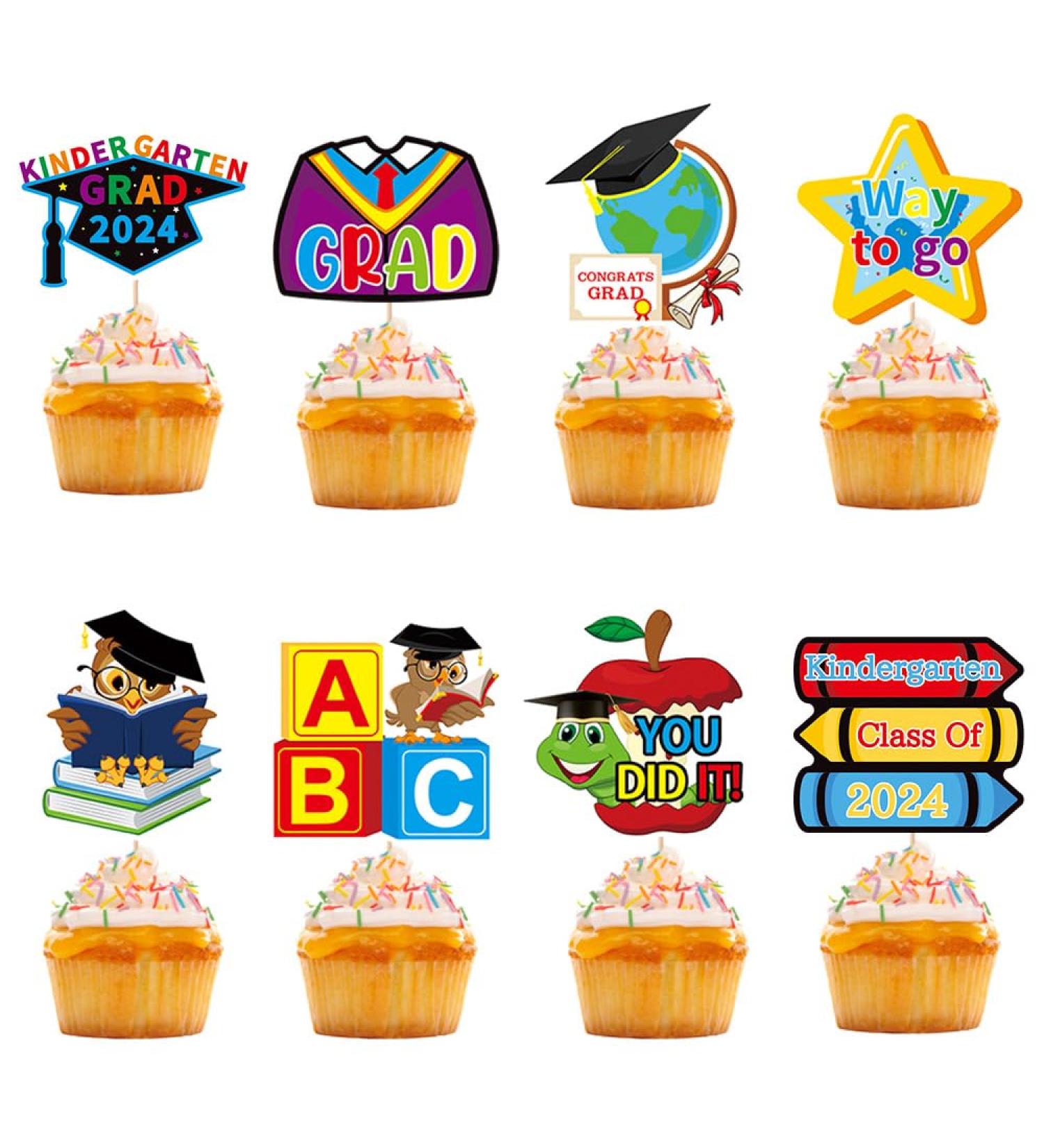 24Pcs Kindergarten Graduation Cupcake Toppers Kindergarten Graduation Cupcake Picks for Kindergarten Graduation Party Decorations - Buy Online on GoSupps.com