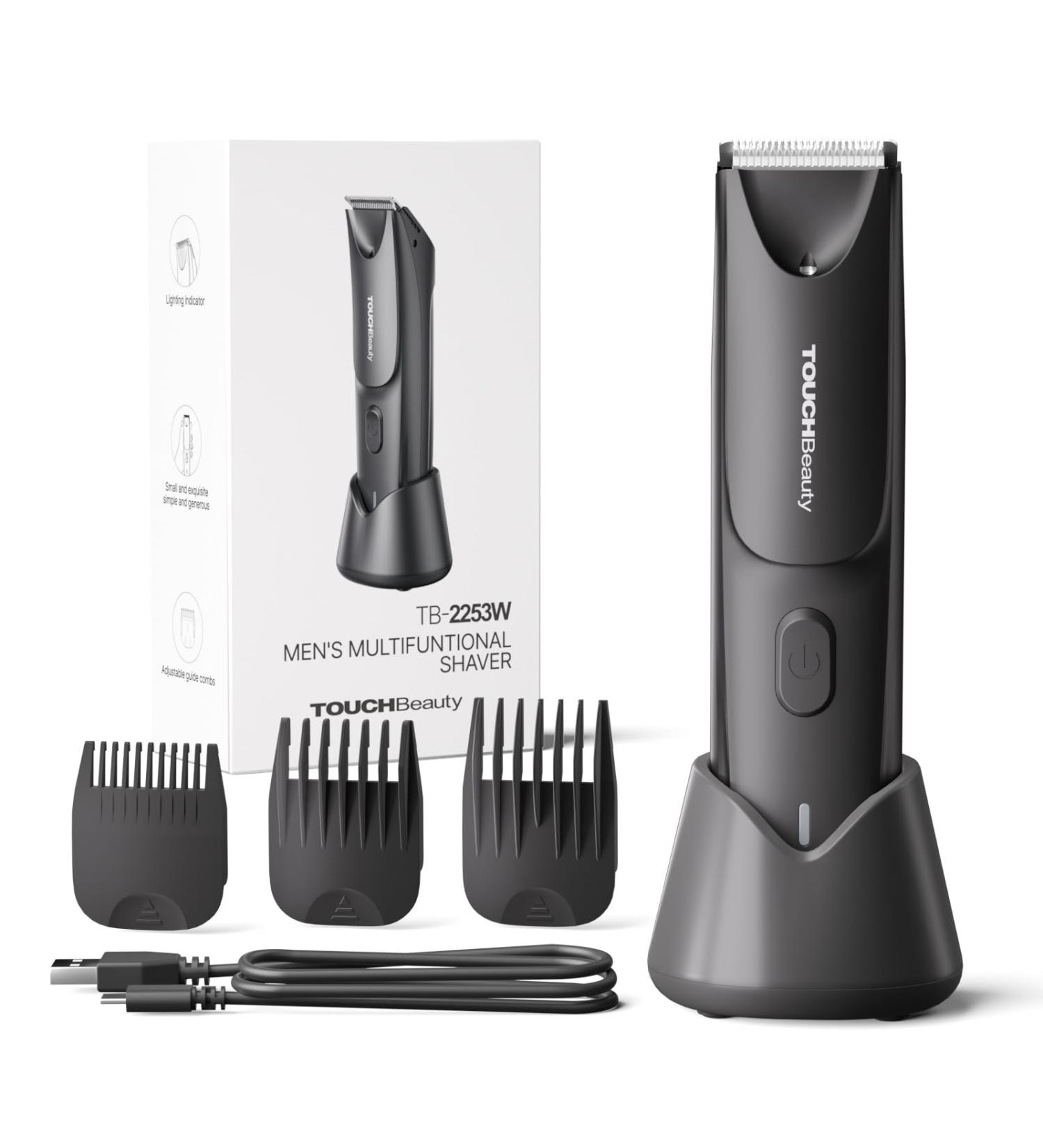 TOUCHBeauty Electric Body Hair Trimmer & Grooming Kit for Men - Waterproof LED Light Replaceable Ceramic Blade - Ideal for Groin & Pubic Hair Grooming - Buy Online on GoSupps.com