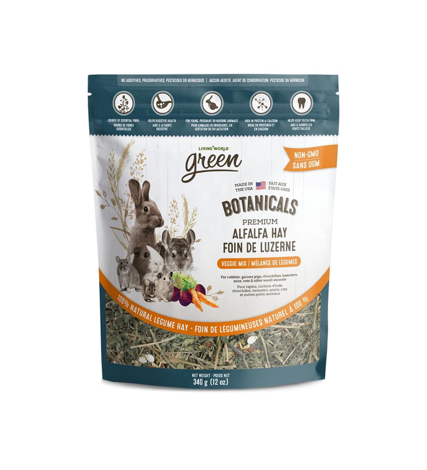 Living World Green Botanicals Premium Alfalfa Hay Veggie Mix 340 g (12 oz)