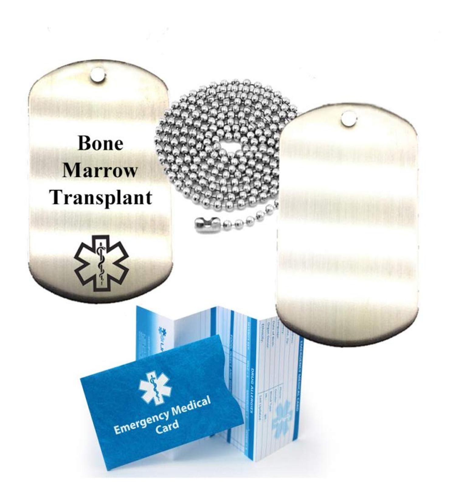 Bone Marrow Transplant Medical Alert ID Dog Tag Pendant - Stainless Steel | International Shipping - Buy Online on GoSupps.com