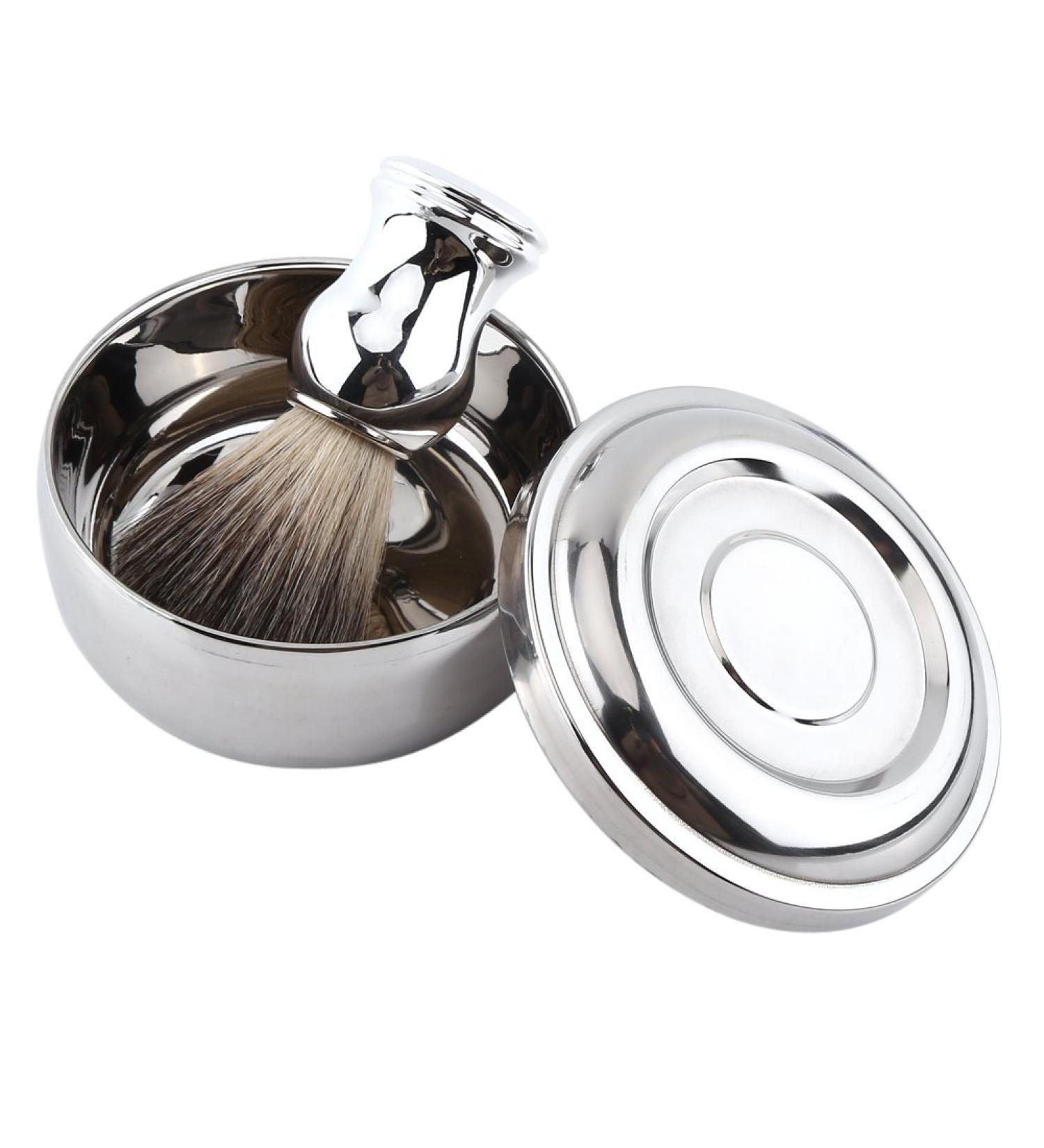 Buy Alloy Shaving Soap Cup with Lid | Silver Handle Synthetic Badger Hair Shaving Tool Set for Men - International Shipping Available - Buy Online on GoSupps.com