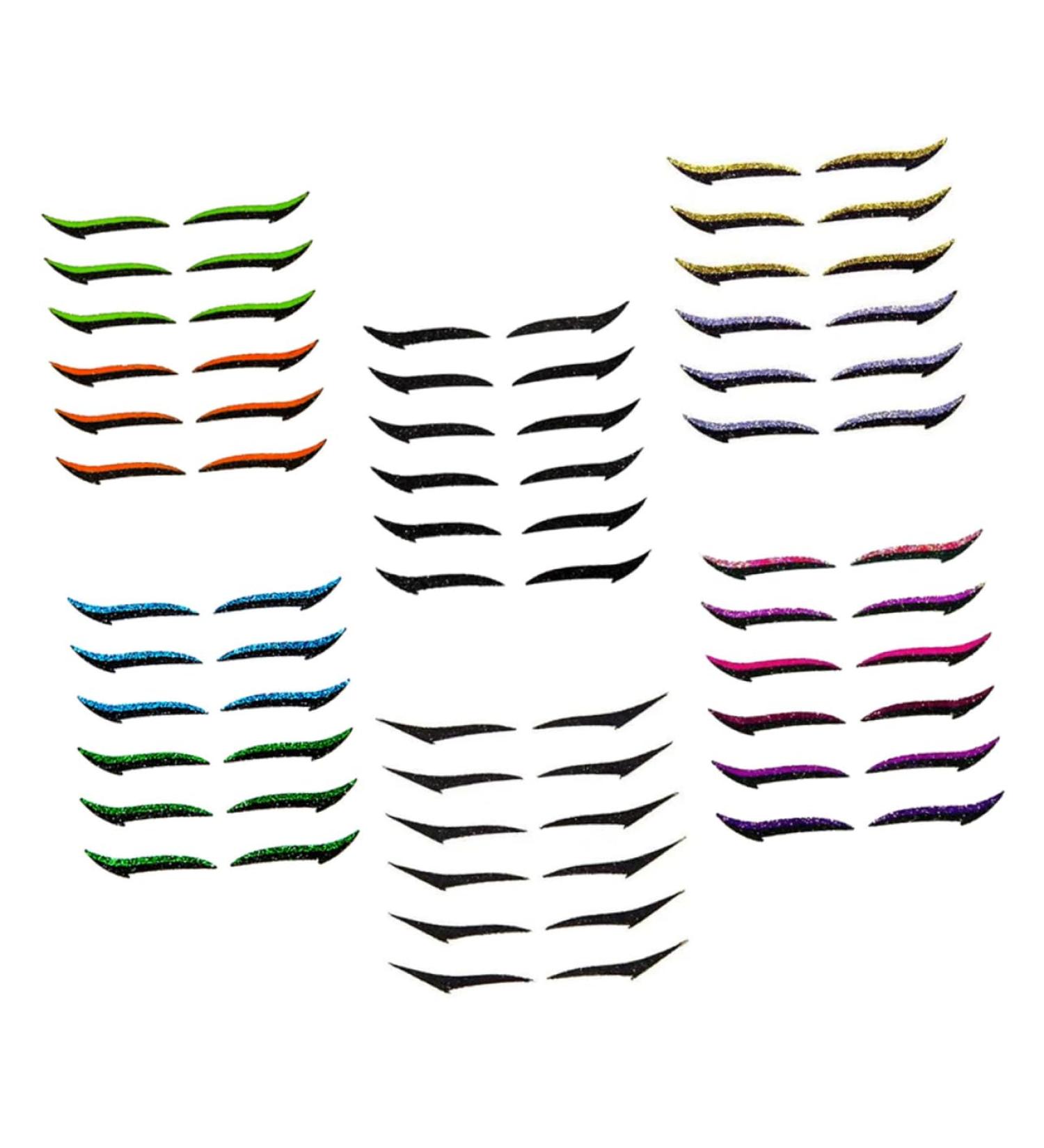 NOLITOY 12 Pcs Eyeliner Stickers Adhesive Eye Line Strip Reusable Double Eyelid Tapes Beauty Products Flash 1 count (Pack of 1) Assorted Colorx2pcs - Buy Online on GoSupps.com
