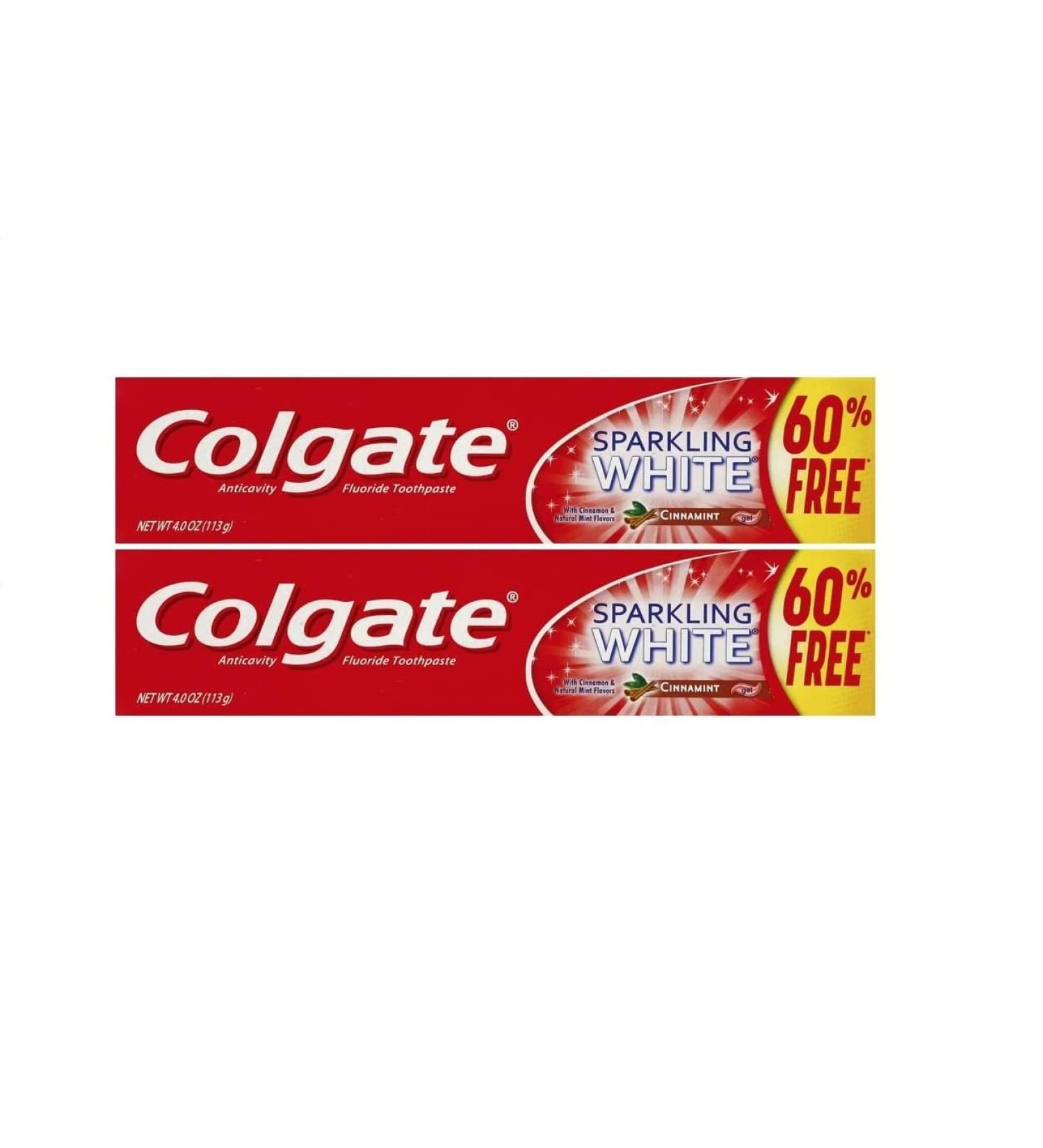 Colgate Sparkling White Cinnamint 4.0oz (2 Pack) Toothpaste - Brighten Your Smile! - Buy Online on GoSupps.com