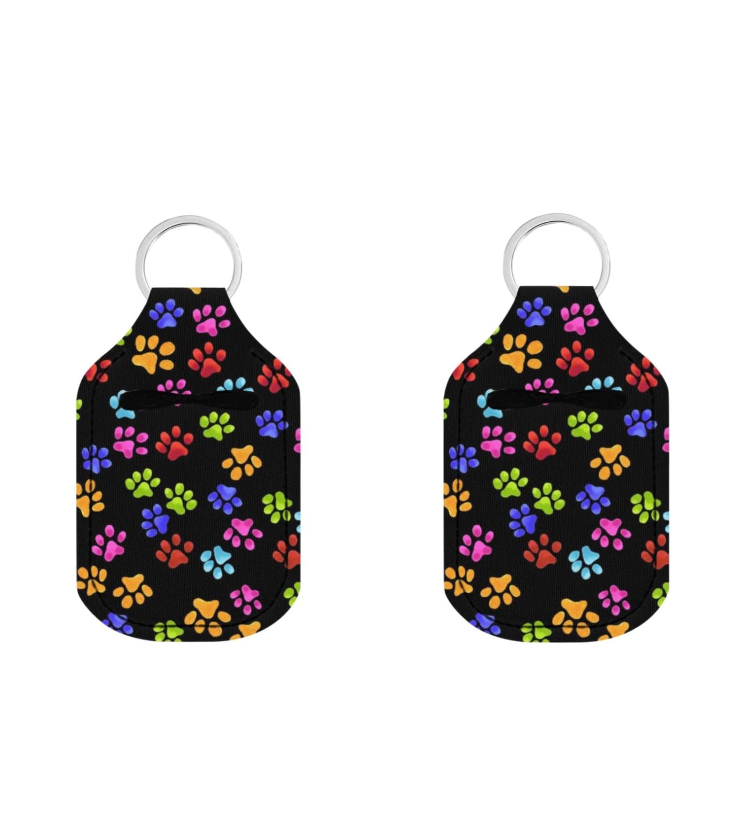 Dreaweet 2 Pack Travel Hand Sanitizer Keychains - Colorful Dog Paws Design | Mini Bottle Holder with Metal Ring for Women & Girls - Buy Online on GoSupps.com