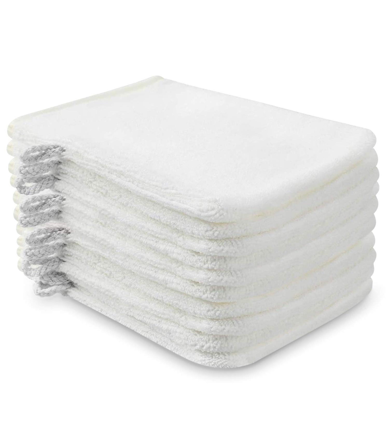 PHOGARY 10 Pack Microfiber Body Wash Mitts - Reusable European Style Makeup Remover Gloves - White - 6.8 inch - Buy Online on GoSupps.com
