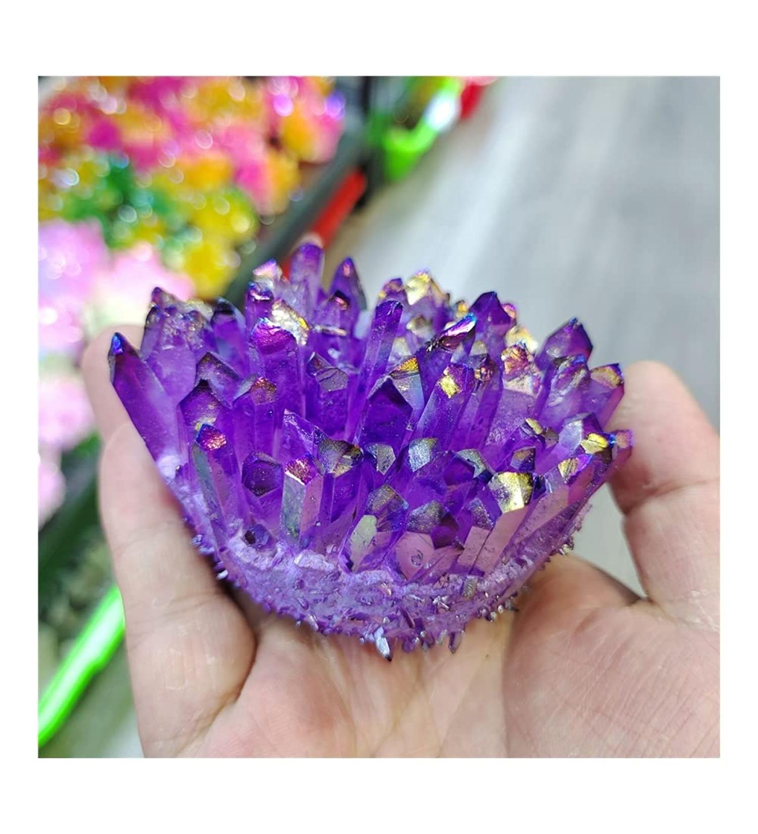 Natural Crystal Electroplate Cluster Stone RawCrystals Rock Specimen Home Decor Gifts Crystal Cluster - Buy Online on GoSupps.com