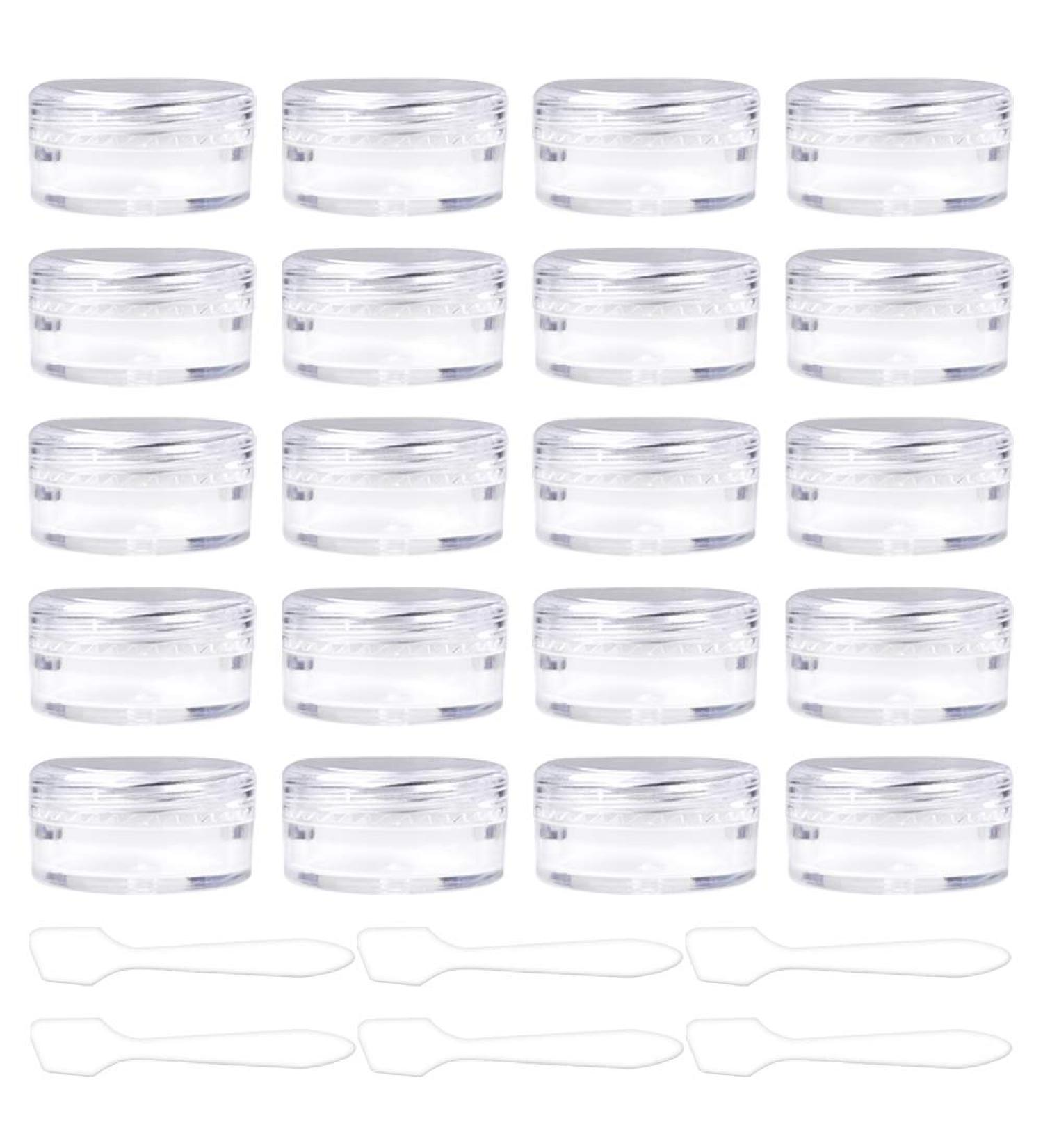 Hnmedia 20 Pieces 10ml Plastic Cosmetics Container Pots with Screw Lids/Travel Pots for Cream Makeups Lotion Nail Powder Eye Shadow Medicine Storage Includes 6 Pieces Mini Spatula (Clear) - Buy Online on GoSupps.com