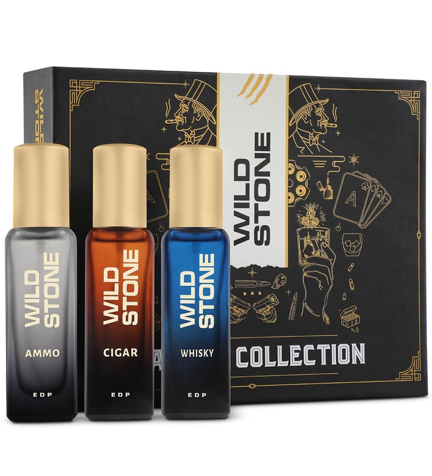 Wild - Stone's Perfume Gift Set of Cigar Ammo and Whisky Perfume for Men Pack of 3 (20ml each) | Gift Set for Men | Premium Long Lasting Perfume - Buy Online on GoSupps.com