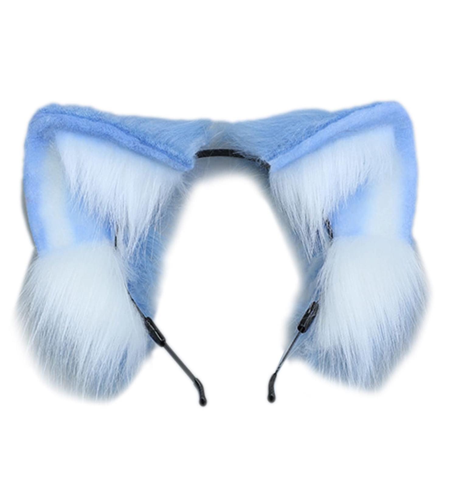 amangul for at Ear Headband Animal Hair Hoop Faux Wolf Ears Plush for at Ears Realistic Headband for at osplay Ac(Blue) - Buy Online on GoSupps.com