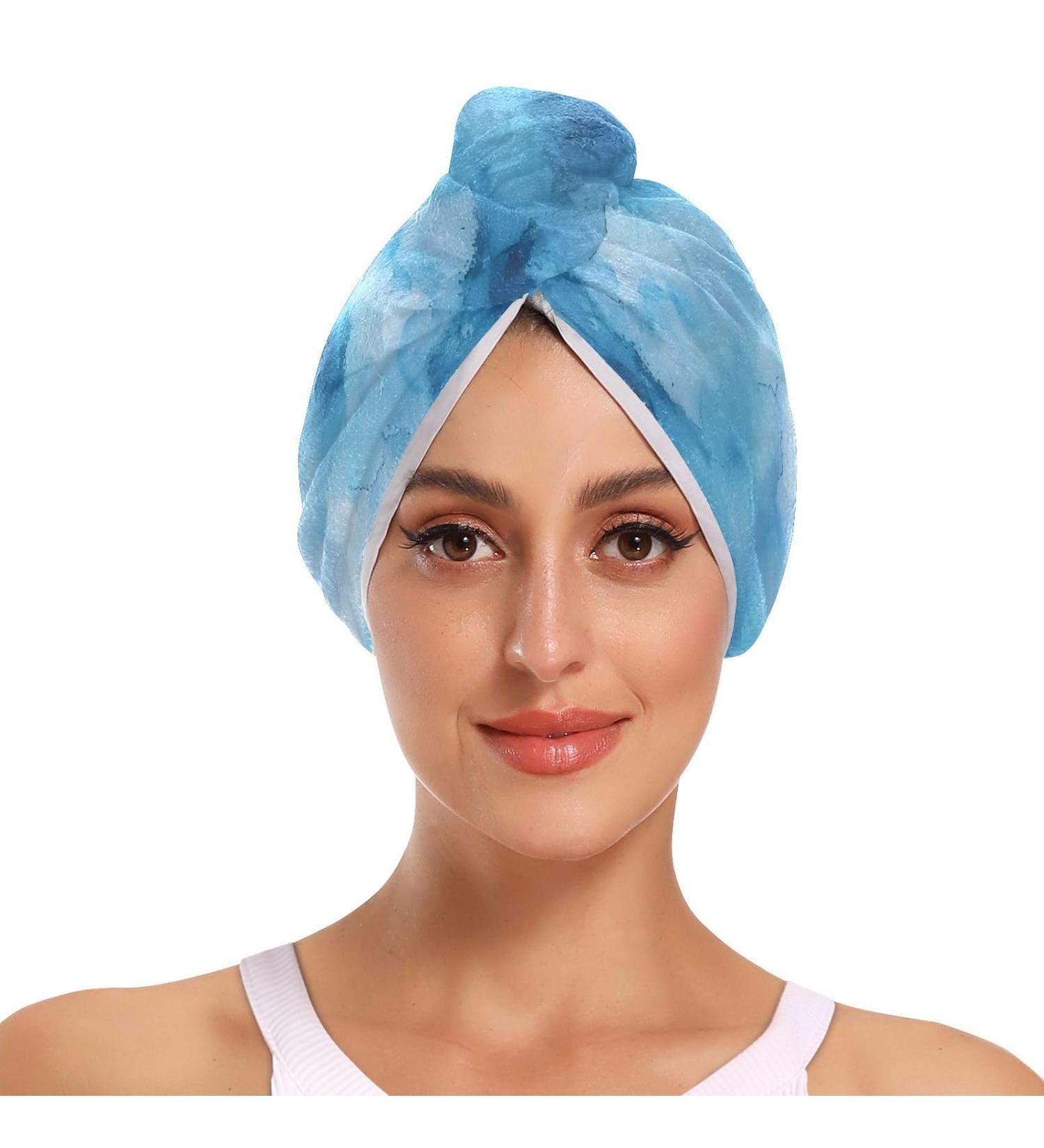 Watercolor Hair Towel 2 Pack - Super Absorbent Quick Dry Hair Turbans for Women & Girls - Buy Online on GoSupps.com