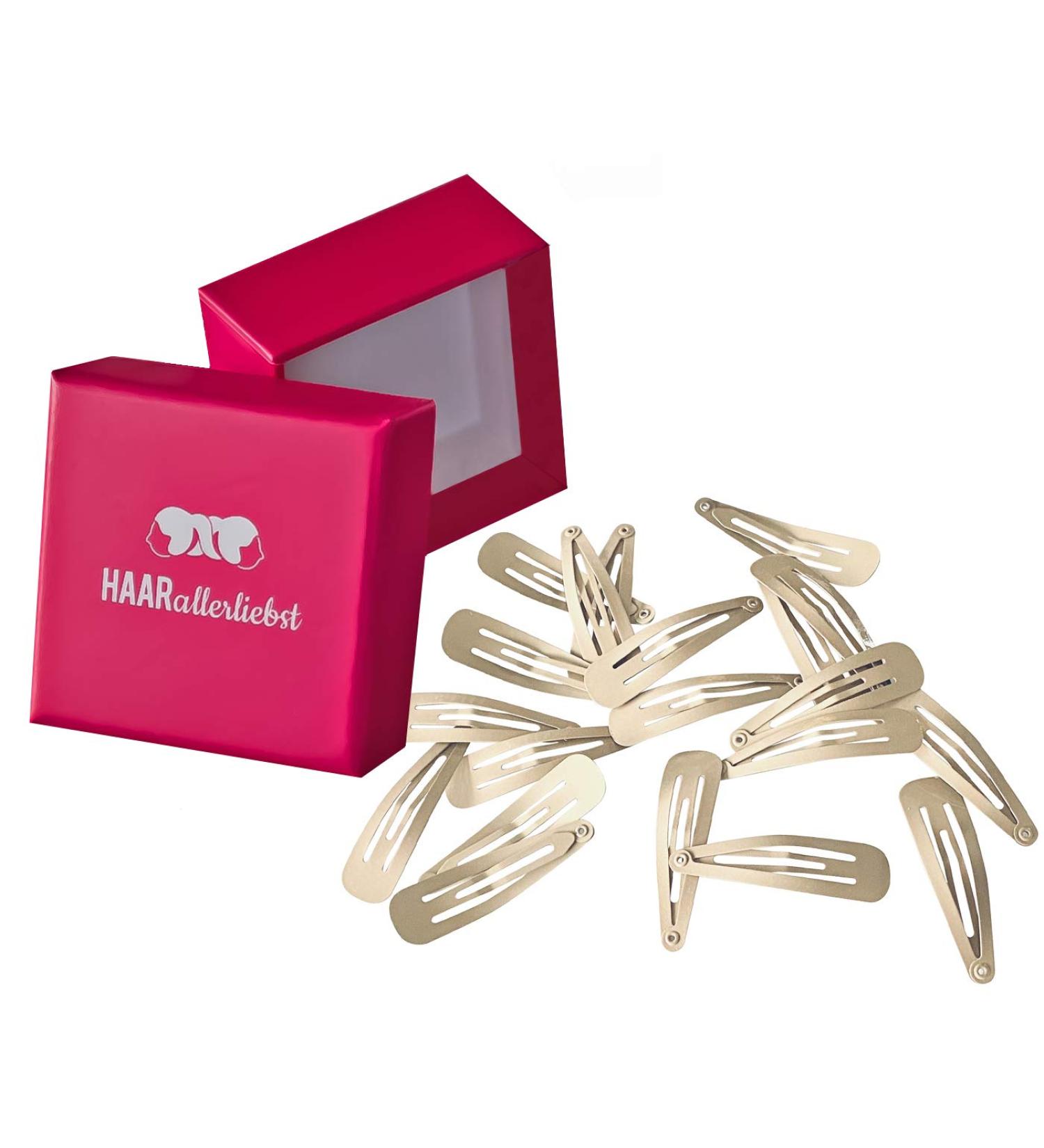 HAARallerliebst Hair Clips for Blonde Hair - 20 Beige Clips (5 cm) with Pink Storage Box | International Shipping - Buy Online on GoSupps.com