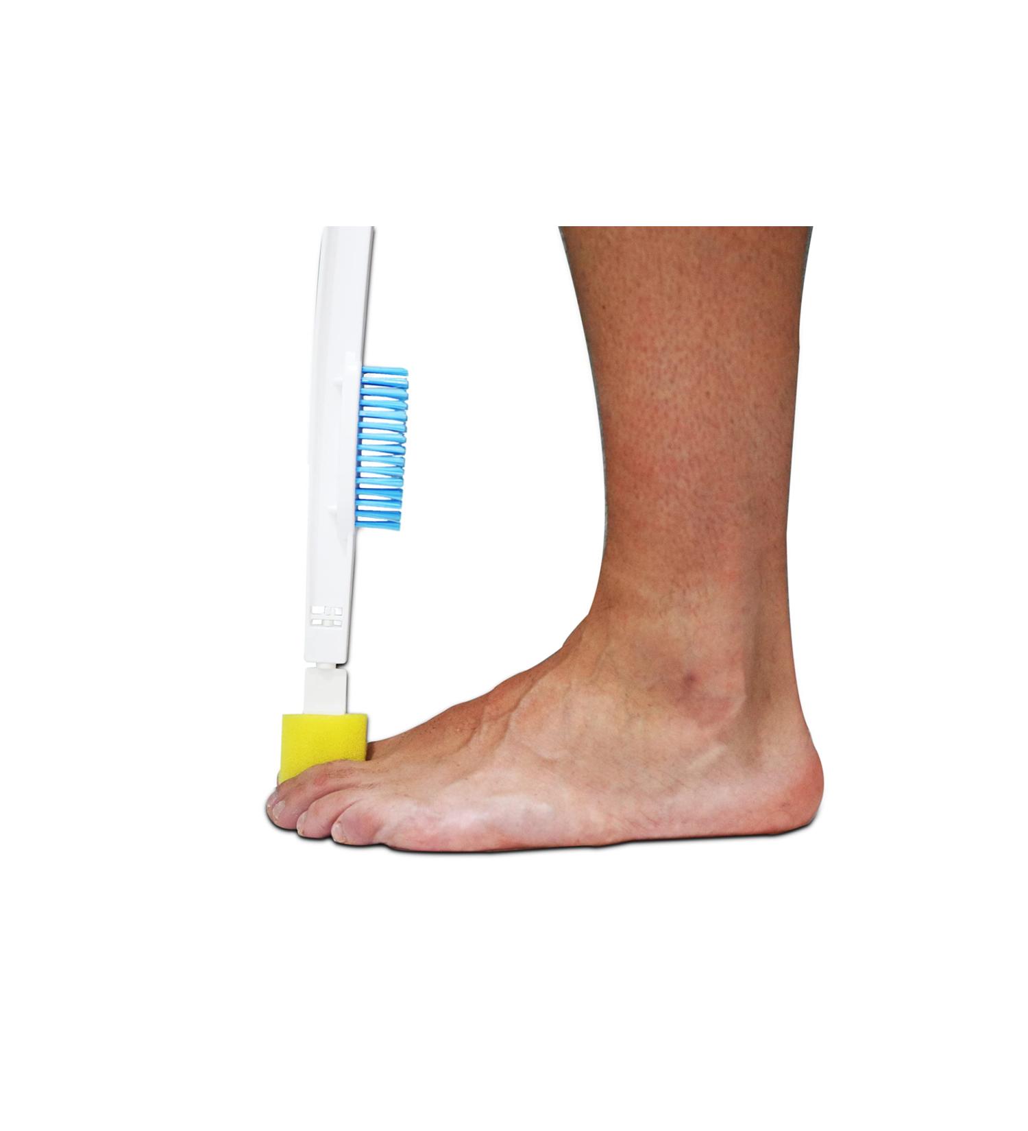 KMINA Long Handled Foot Brush and Sponge Cleaner for Shower - Extra Long Reach Toe Washer for Feet Cleaning - Includes Spare Parts - Buy Online on GoSupps.com
