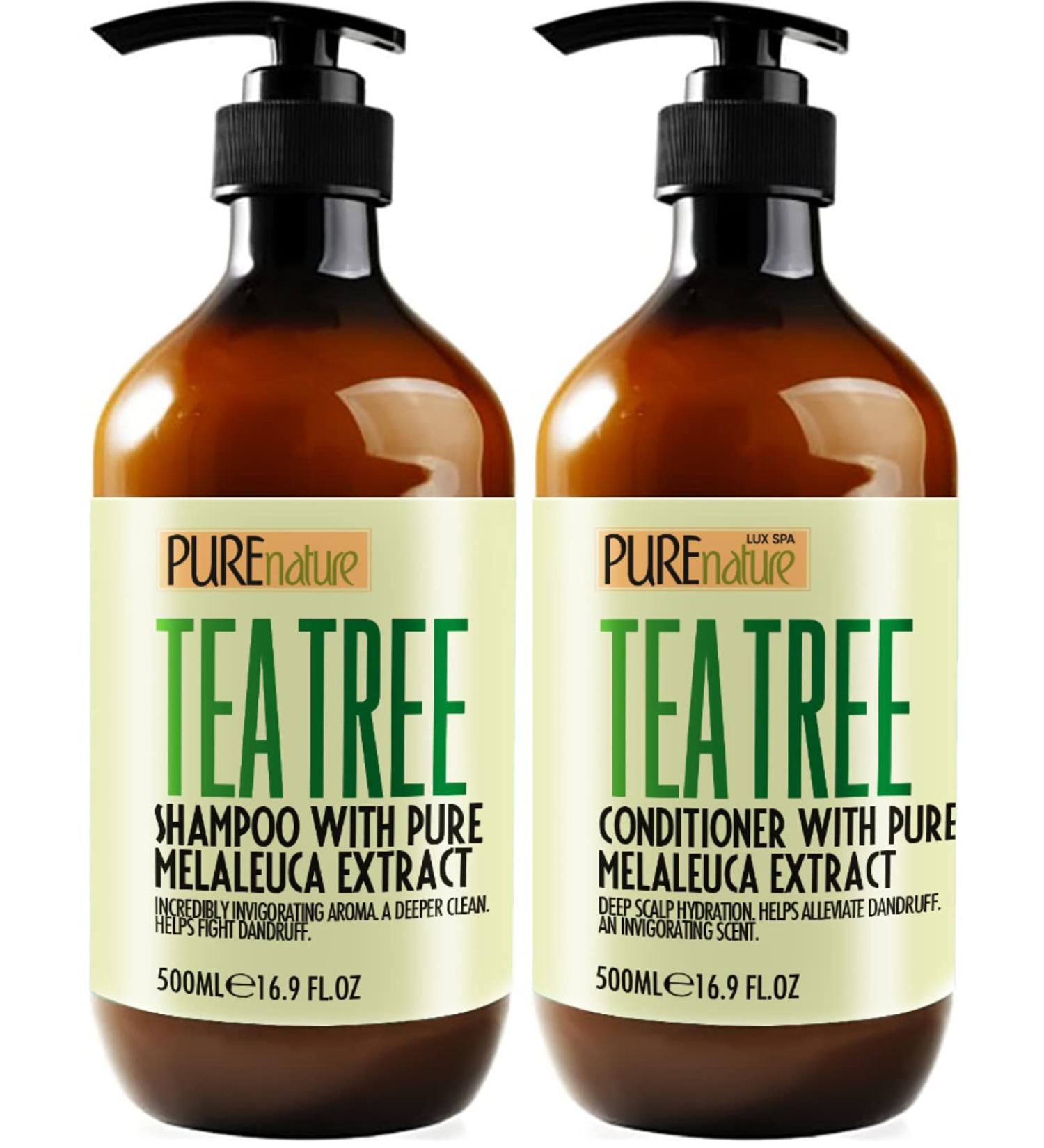Tea Tree Shampoo & Conditioner Set - Sulfate Free, Anti-Dandruff Scalp Treatment for Dry, Flaky Skin - Men and Women - Buy Online on GoSupps.com