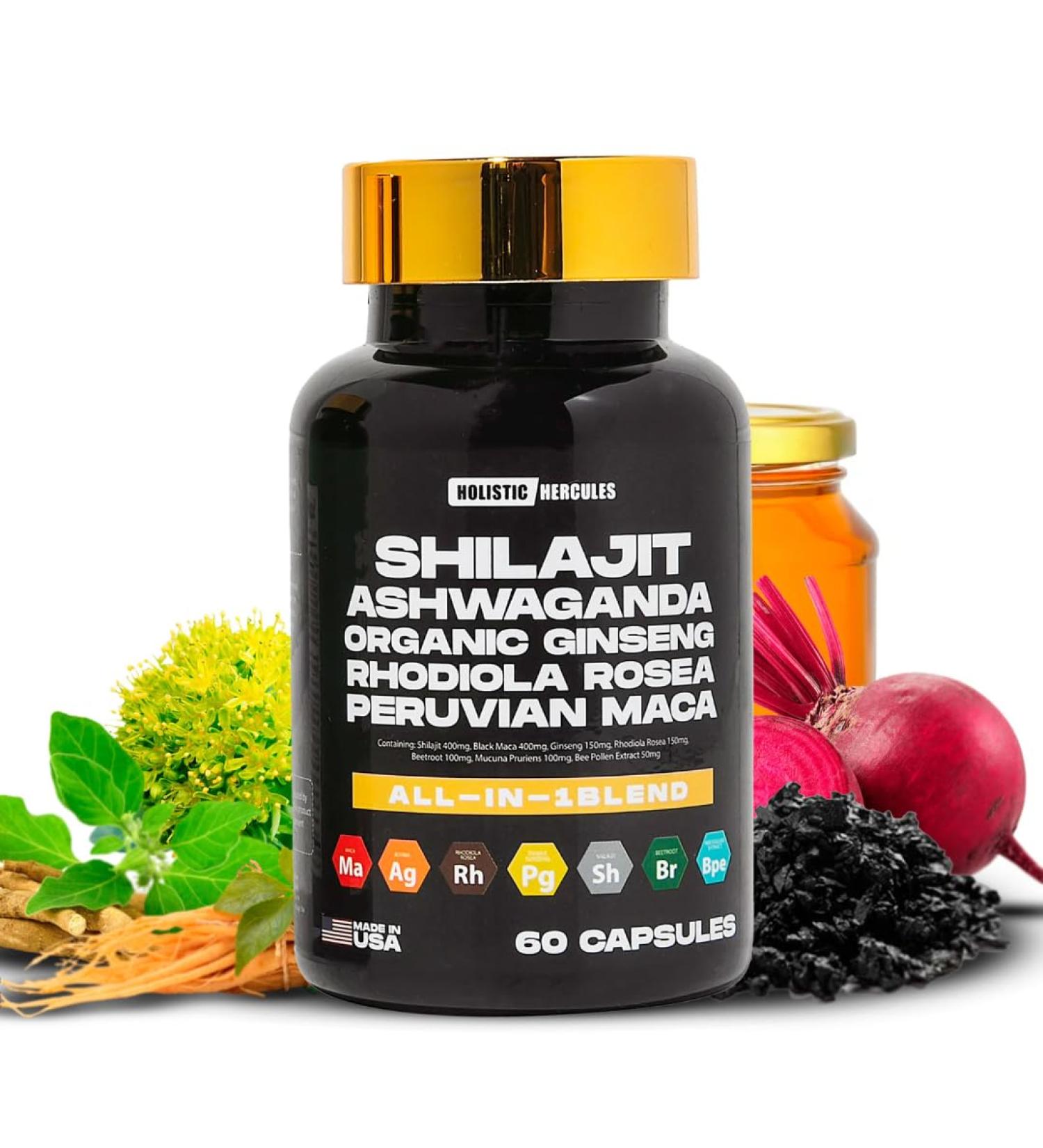 Holistic Hercules Rhino Horn - Vitality Boost - 8 in 1 Potent Shilajit Blend - Buy Online on GoSupps.com
