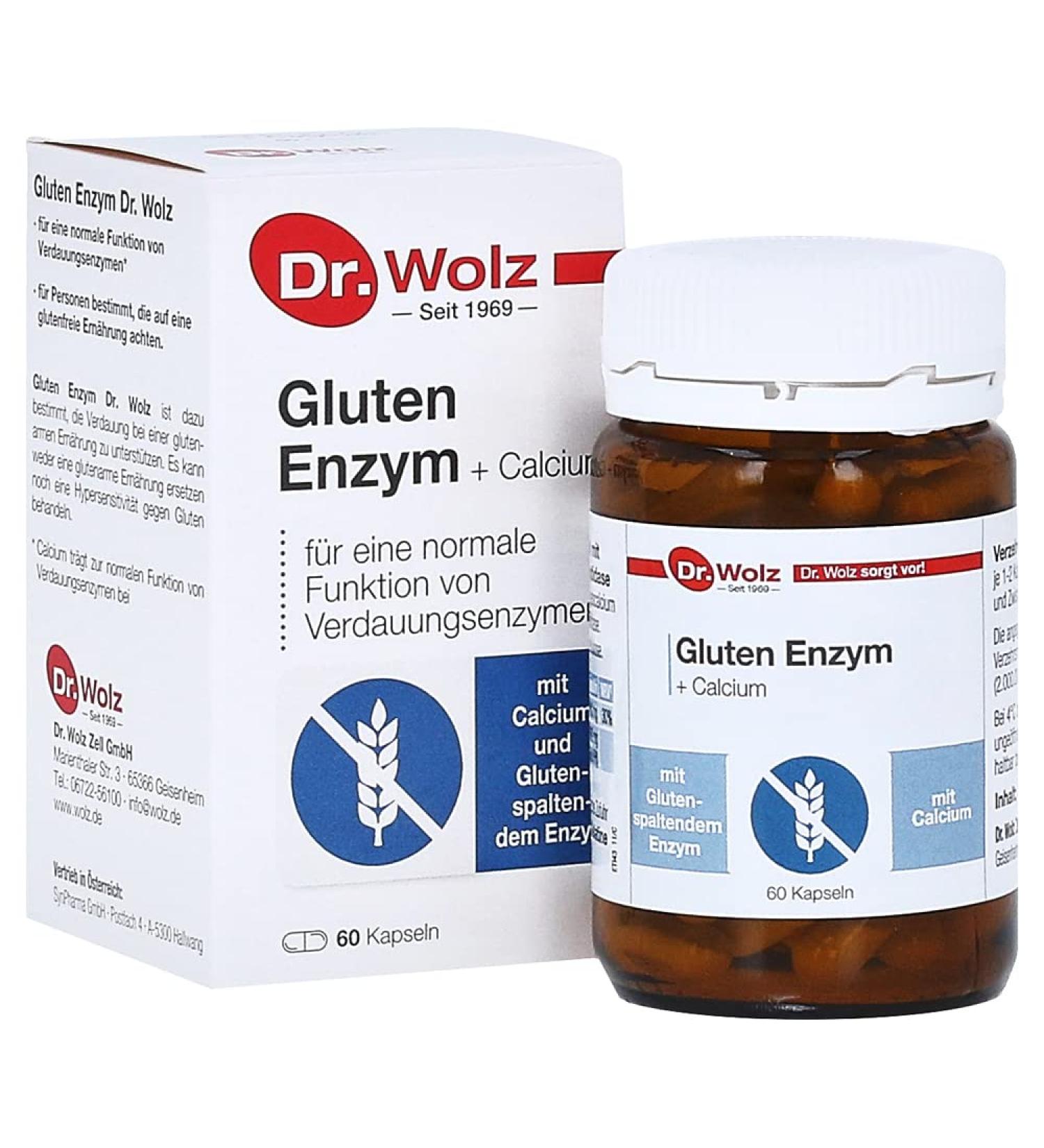 Gluten Enzyme Dr. Wolz | helps break down gluten | with gluten-splitting enzyme | 60 capsules