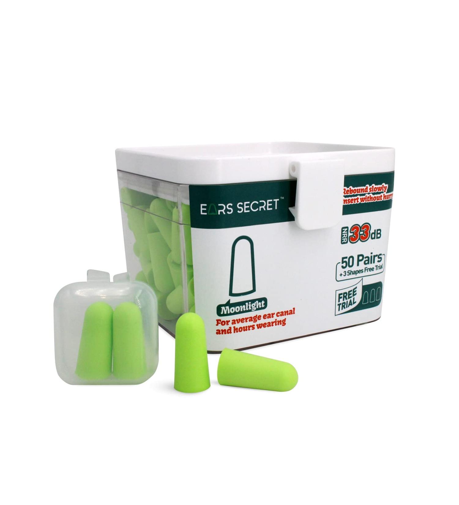 EARS SECRET Foam Ear Plugs for Sleeping - 50+3Pairs 38dB Noise Cancelling Earplugs - Comfortable, Medium Size for Travel, Snoring, Concerts, Shooting, Studying - Moonlight (50 Pairs) - Buy Online on GoSupps.com