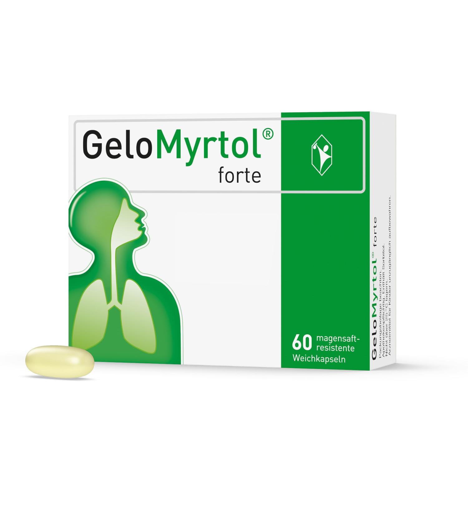 Gelomyrtol Forte 60 St. vegetable expectorant reminder for acute respiratory infections with cough runny nose and pressure headache (symptoms of sinusitis & bronchitis) capsule 60 (1 Pack)