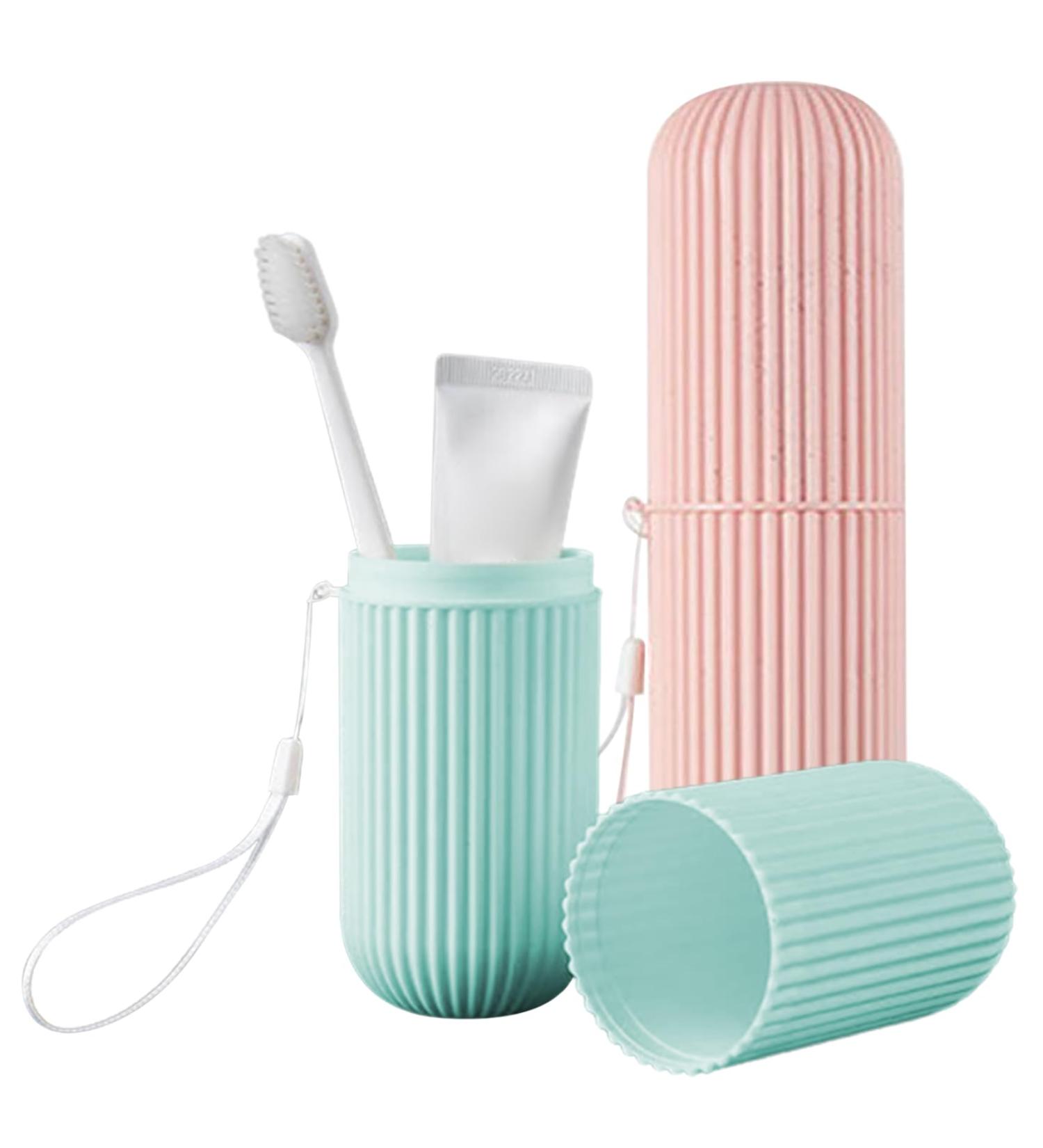 Travel Toothbrush Holder Case - 2Pcs Portable Toothbrush Cover with Strap for Daily Use & Camping | International Shipping - Buy Online on GoSupps.com