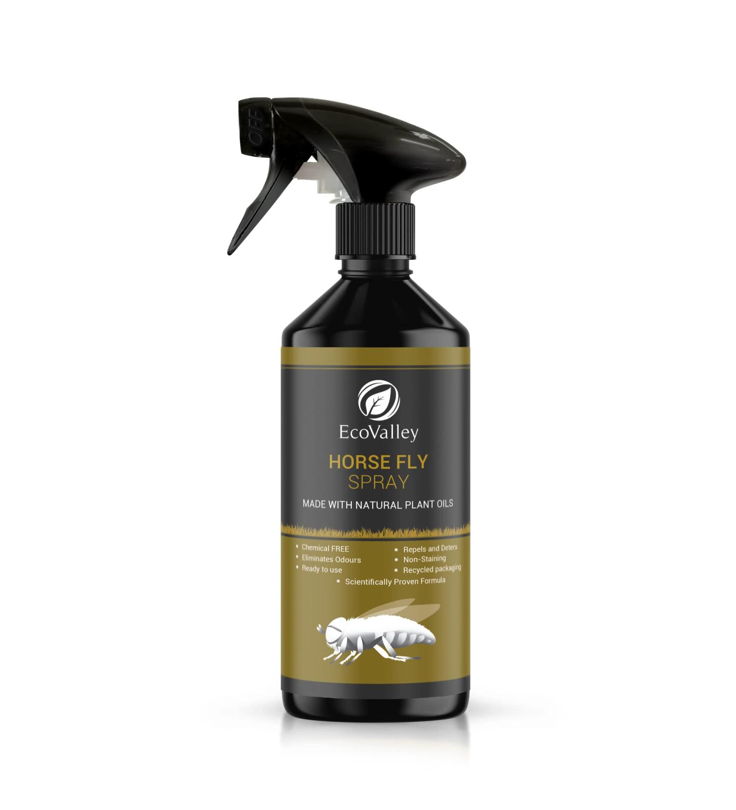 EcoValley Natural Horse Fly Repellent Spray - 500ml | Citronella Formula for Home & Stables | Indoor & Outdoor Protection - Buy Online on GoSupps.com