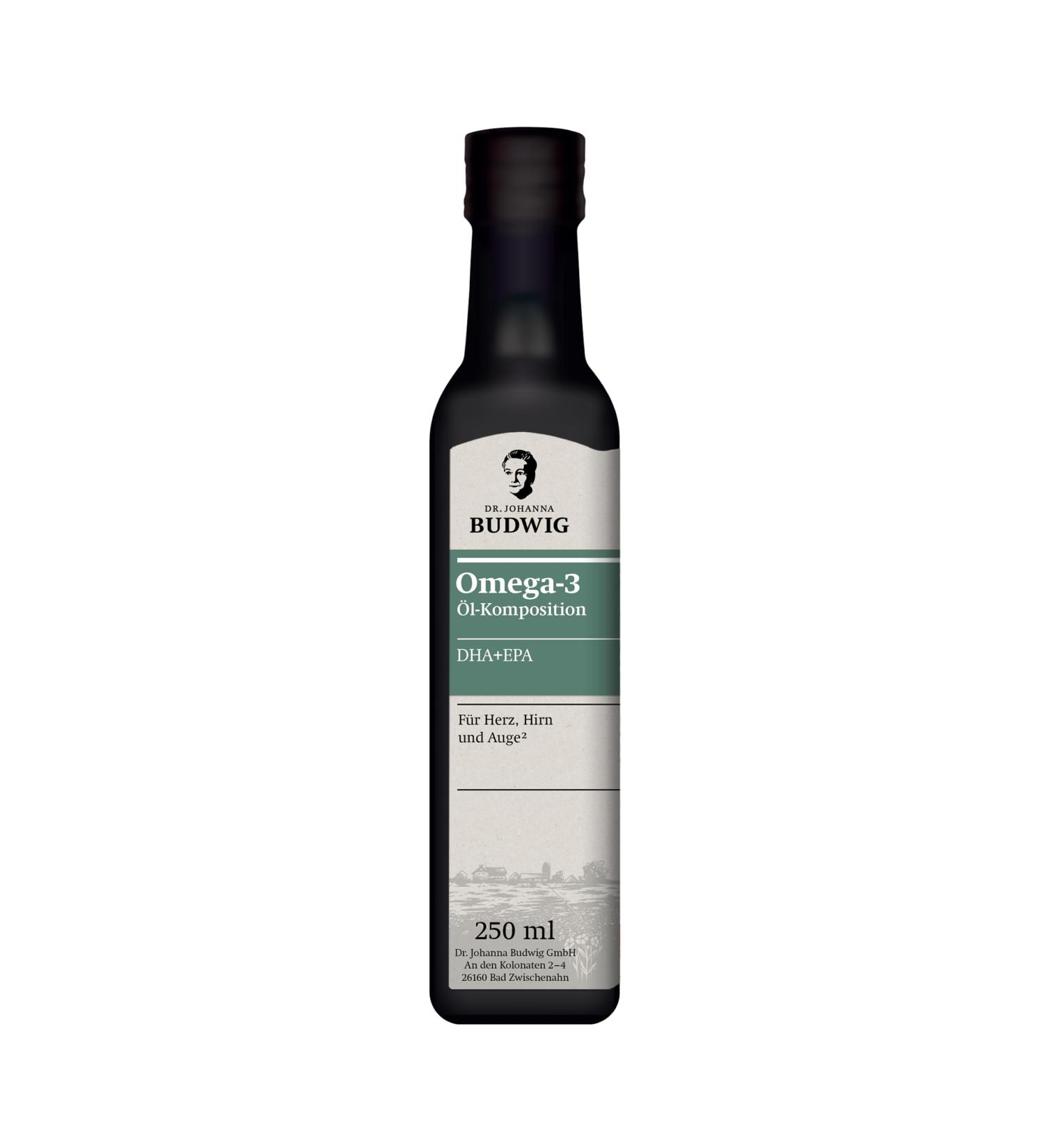 Dr. Budwig Omega-3 DHA + EPA PUR (250 ml) - Vegan Cold-Pressed Oil Blend with Linseed Algae & Evening Primrose - Rich in Unsaturated Fatty Acids - Buy Online on GoSupps.com