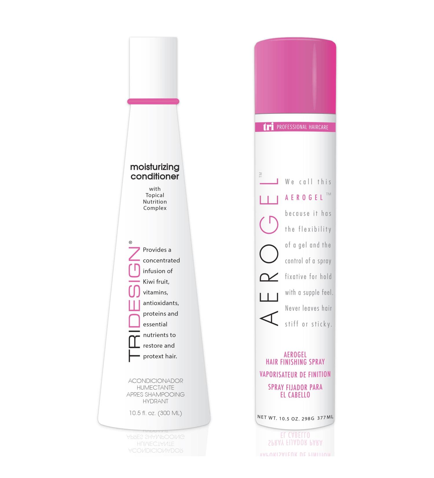 TRI Design Hair Care Bundle: Flexible Hold Aerogel Hairspray & Moisturizing Conditioner for Men & Women Volumizing Hairspray & Hydrating Conditioner for Curly Straight & Wavy Hair 10.5 oz Each - Buy Online on GoSupps.com