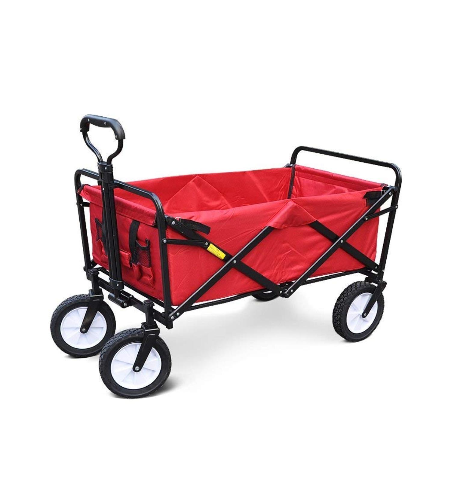 4-Wheel Folding Shopping Cart Folding Beach Wagon Push-Pull Cart Light Hand Cart Outdoor Camping Shopping Cart L100 * W24 * H75cm - Buy Online on GoSupps.com
