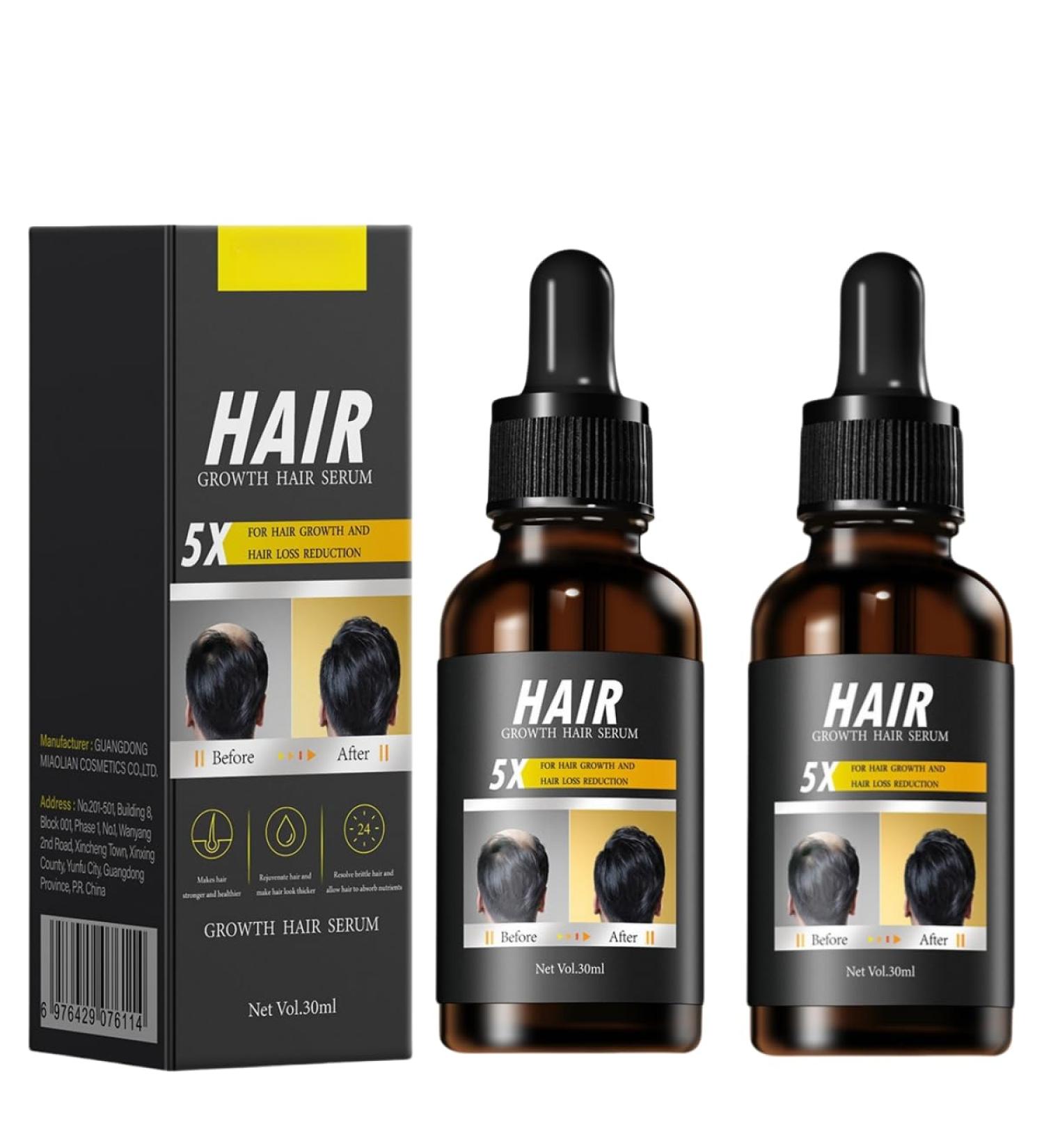 Lot de 5 s rums pour la croissance capillaire s rum pour l'am lioration des follicules pileux doux pour le cuir chevelu fortifiant adapt tous les types de cheveux 2pcs - Buy Online on GoSupps.com