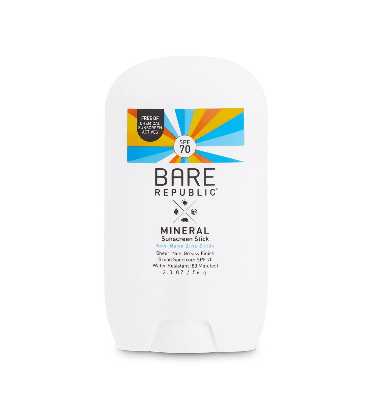 Bare Republic Mineral Sunscreen SPF 70 Stick - Sheer Finish, Easy Application, 2 fl oz - Buy Online on GoSupps.com