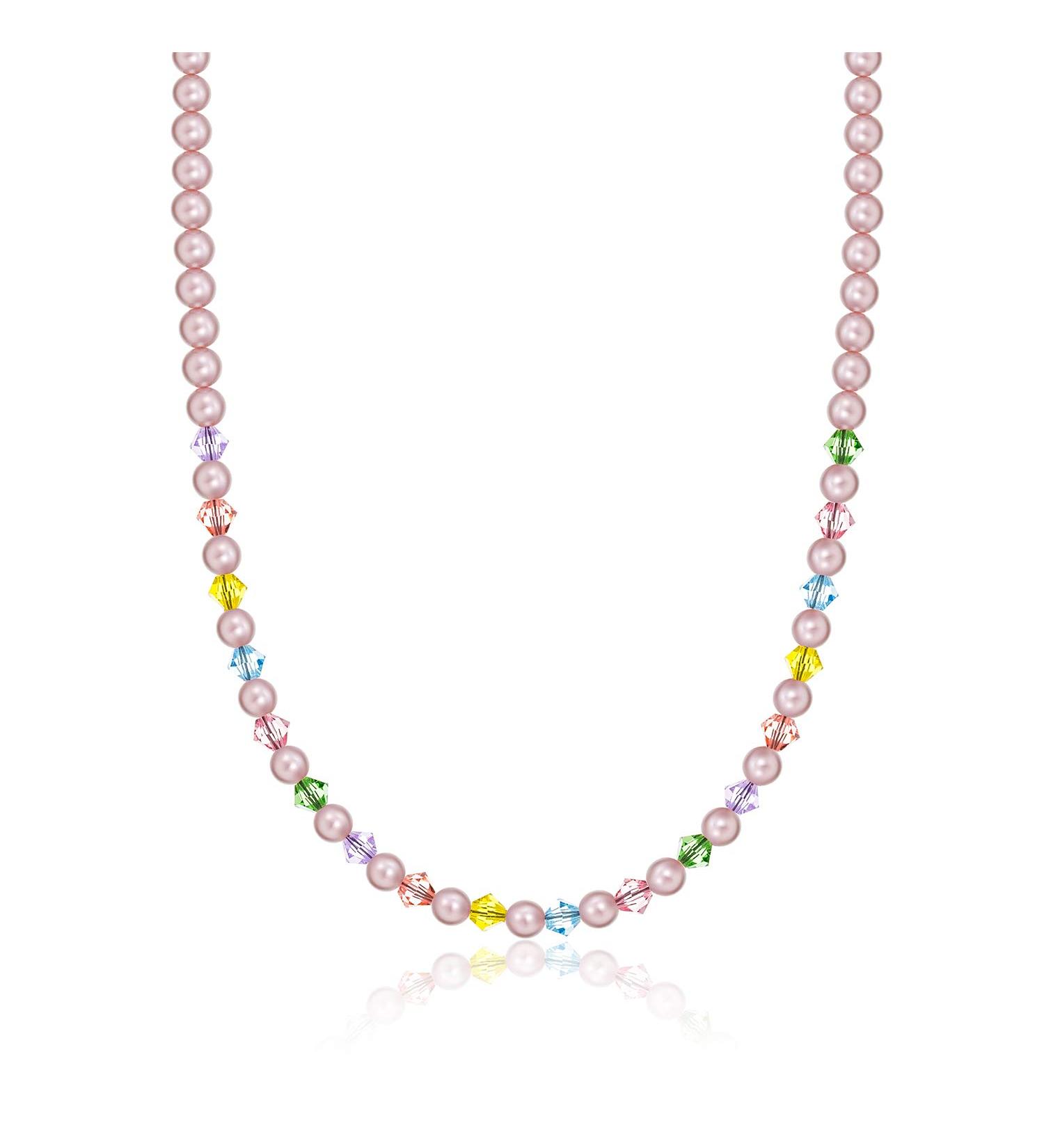 Elegant Pink Multi color Birthday Girl Child Keepsake Sterling Silver Necklace (NMCB) 14.5 Inches