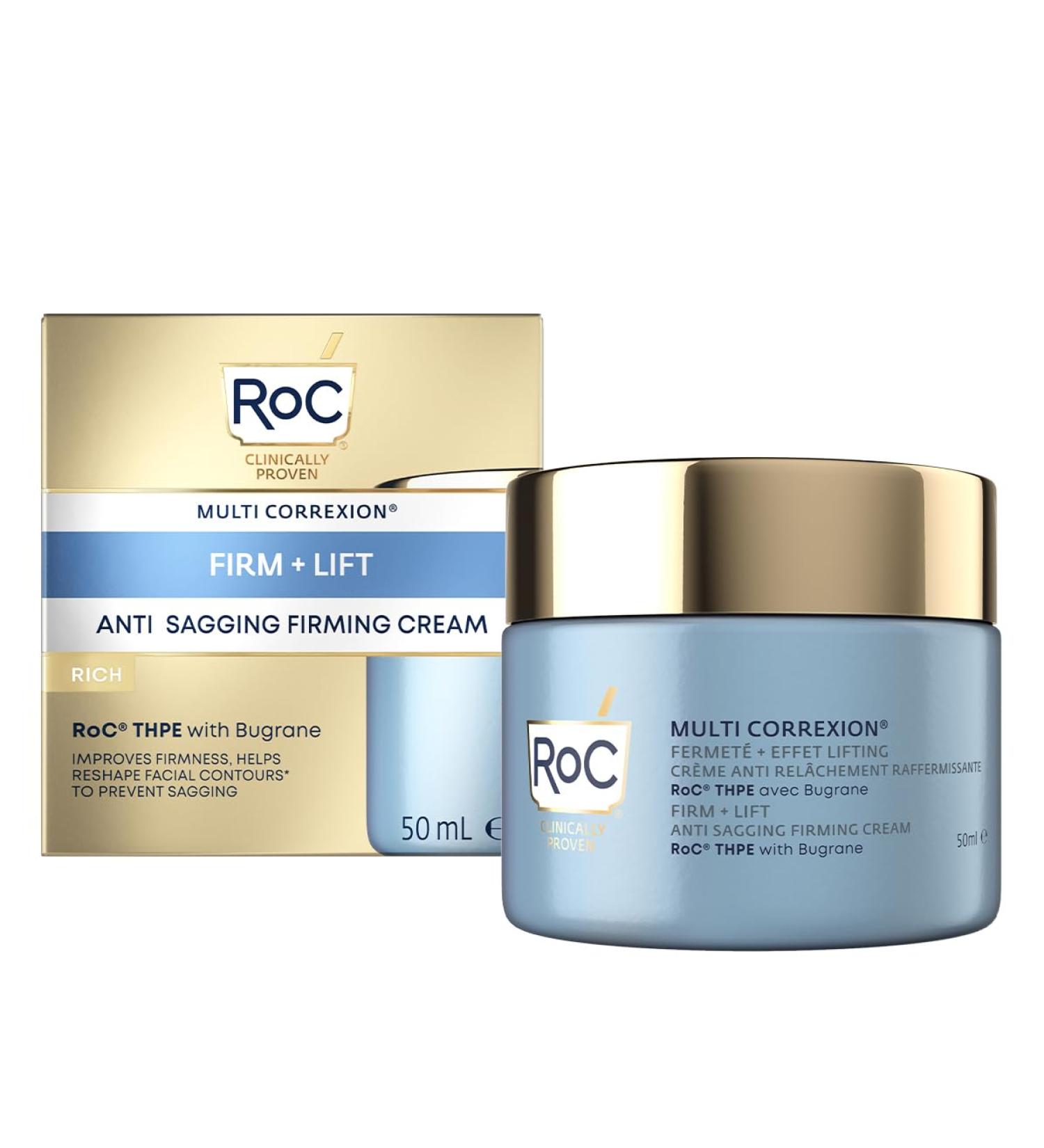 RoC - Multi Correxion Anti-Sagging Firm + Lift Face Cream - Prevent Facial Sagging & Enhance Contour Firmness - Hyaluronic Acid Bugrane & Shea Butter - Anti-Aging - Cosmetic Lifting Effect - 50 ml - Buy Online on GoSupps.com
