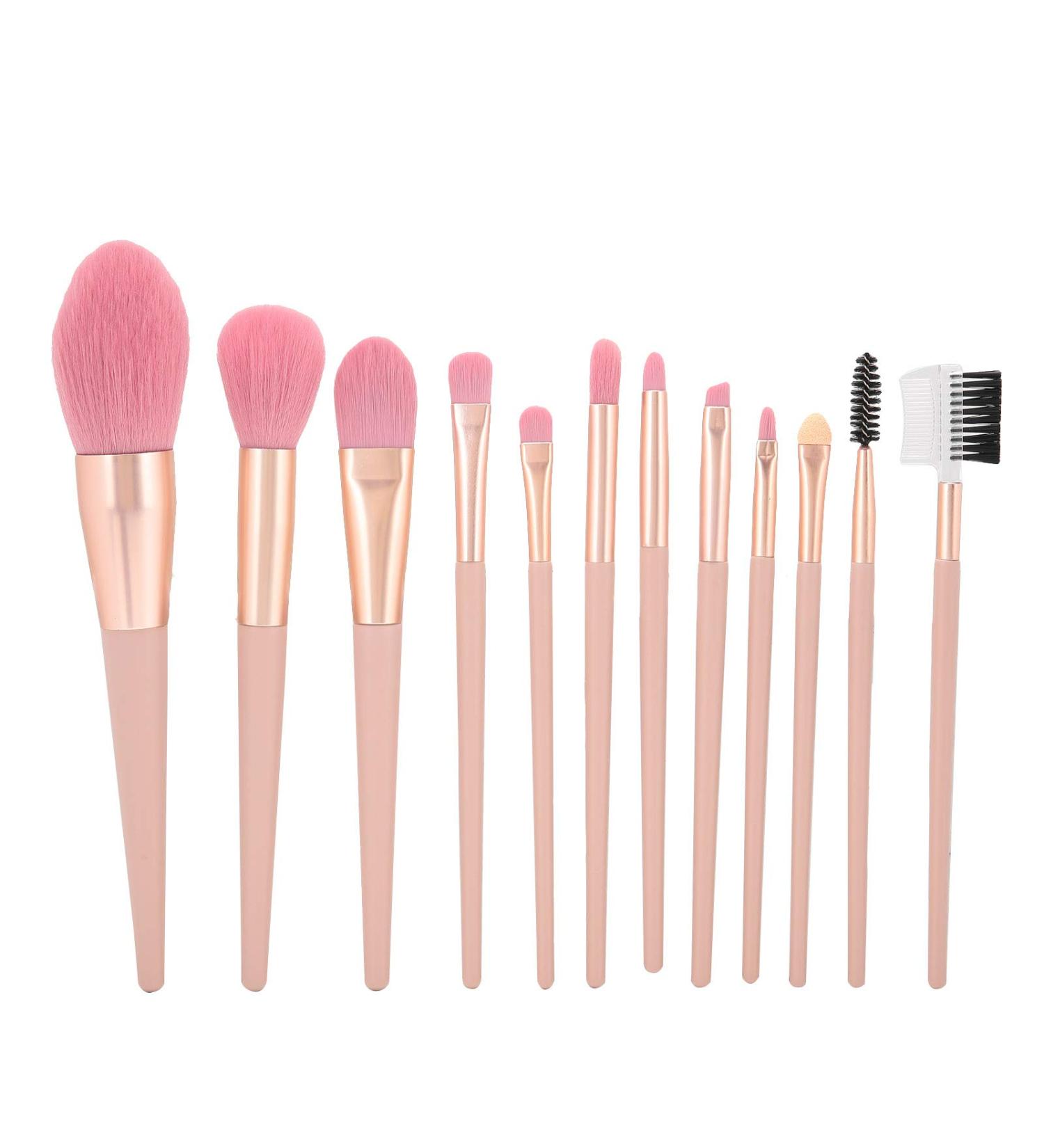 Premium 12-Piece Makeup Brush Set - Easy to Wash Blush & Shadow Brushes with Aluminum Tubes for Flawless Makeup Application - International Shipping Available - Buy Online on GoSupps.com